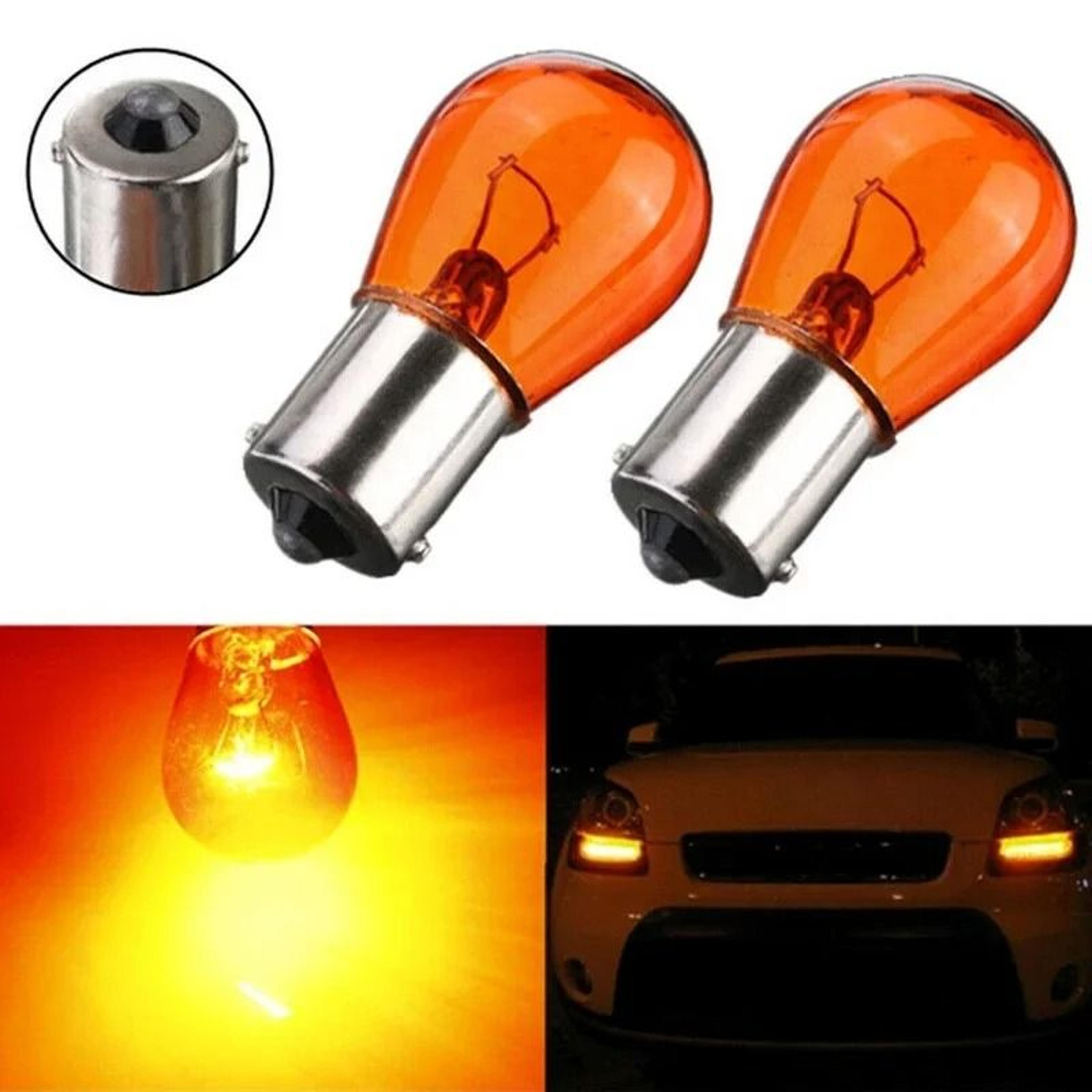 2-pack amber p21w 1156 ba15s halogen indicator and turn signal bulbs