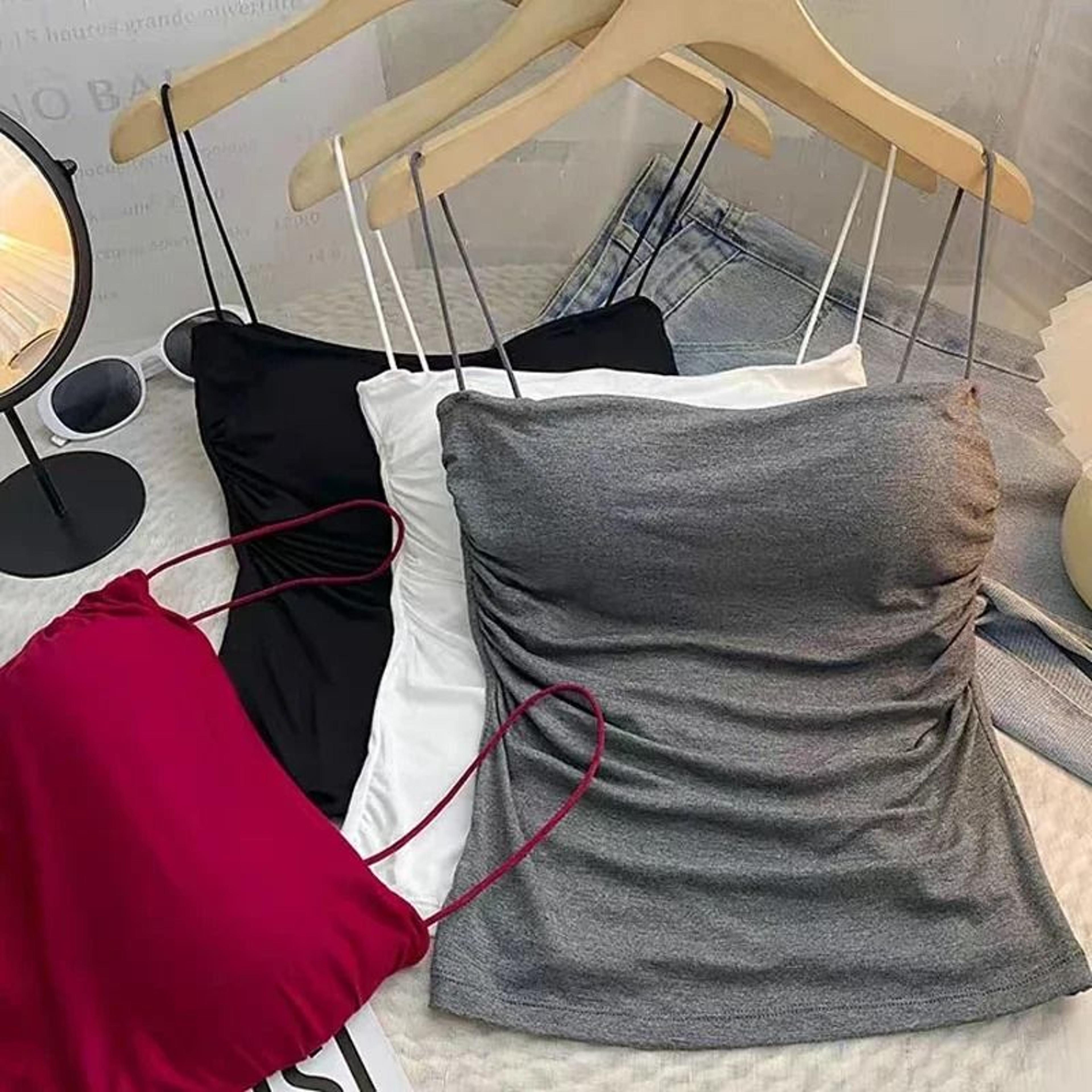womens seamless cotton tank top - sexy casual crop camisole with chest pads