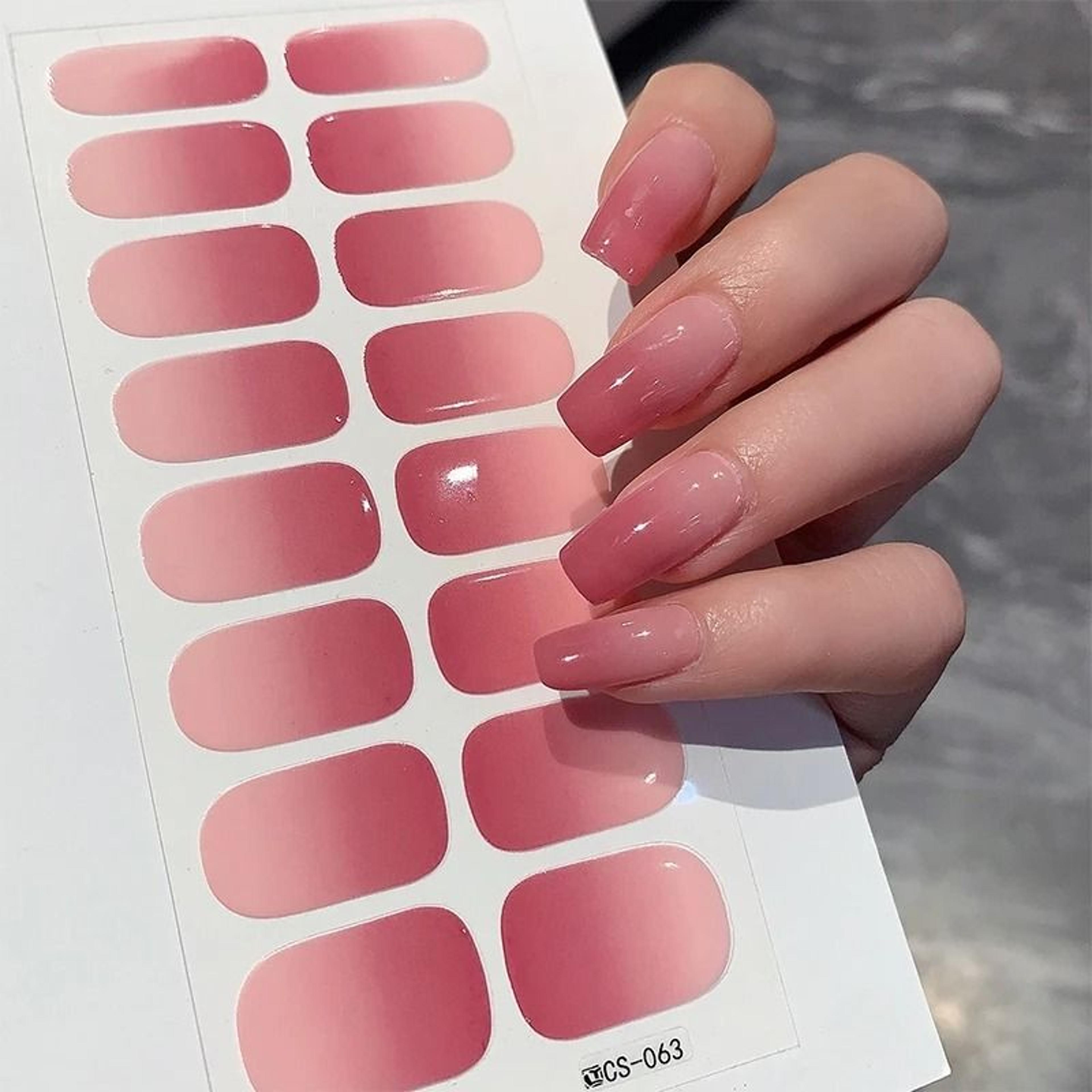 semi cured nail wrap gradient multi color solid gel full cover slider self adhesive nail decal