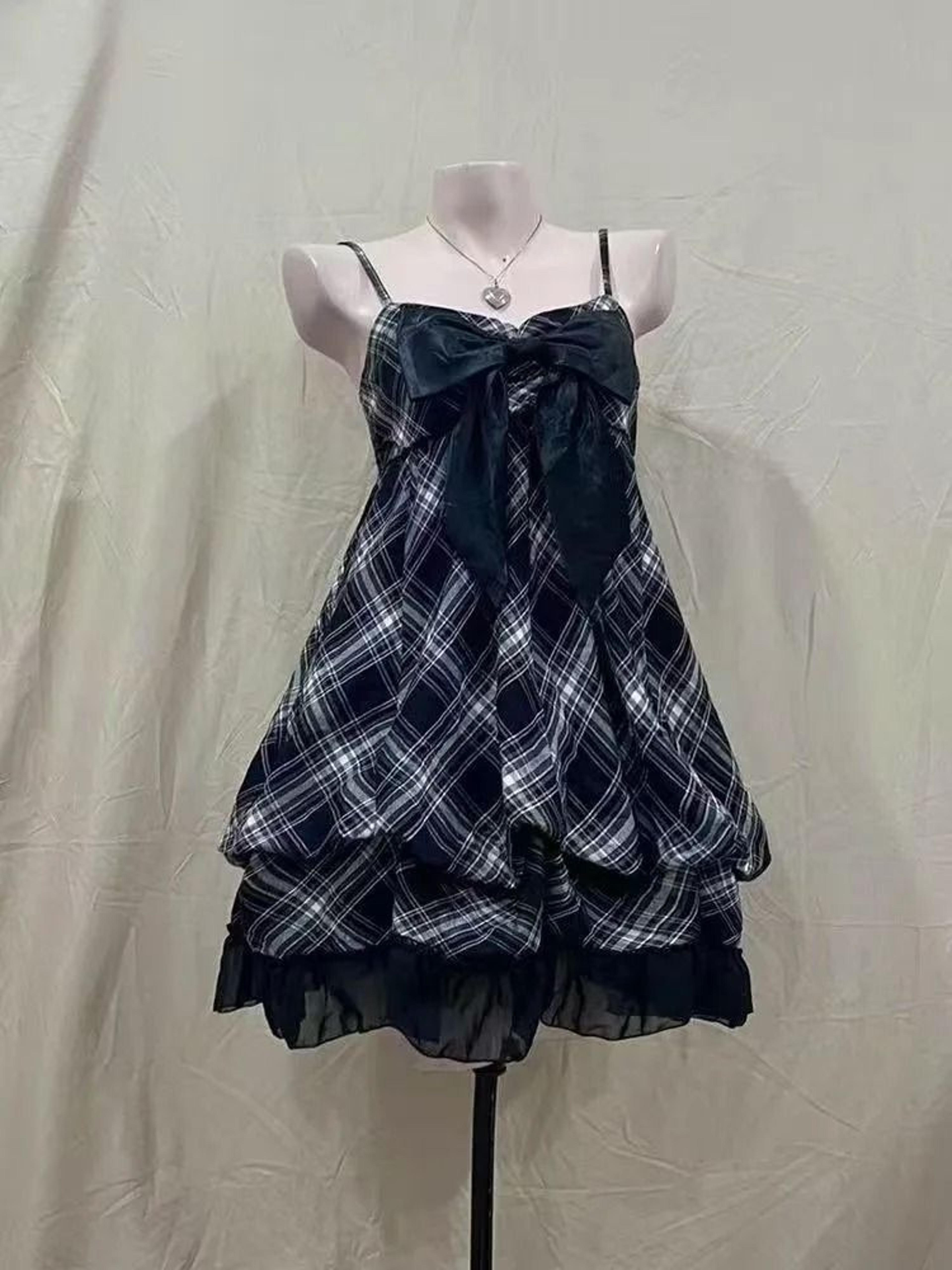 2025 japanese vintage style black lace strap dress korean fashion summer sweet patchwork one piece