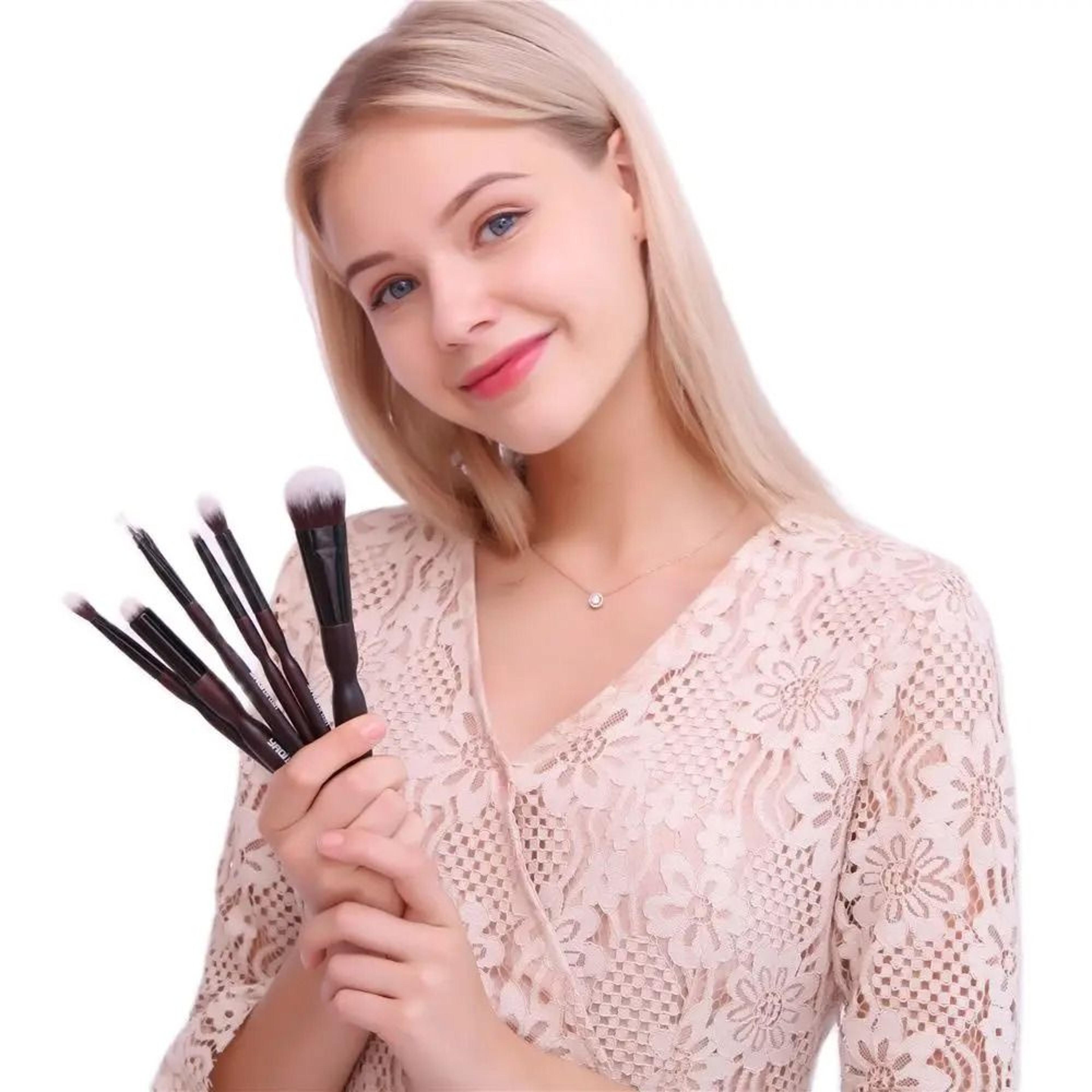 yaqi 10pcs professional makeup brush set with premium pu travel case cosmetic tool kit