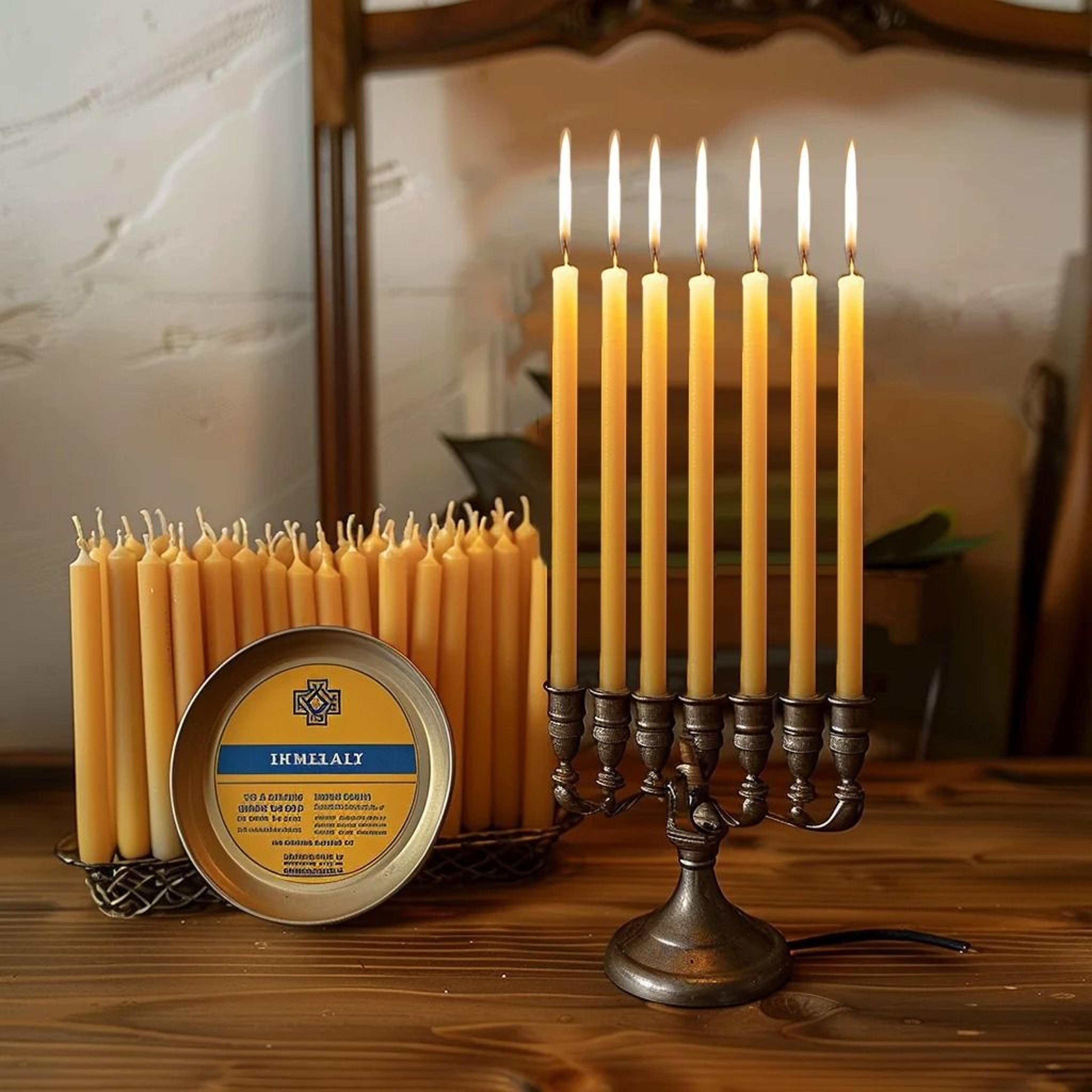 25pcs natural beeswax hanukkah candles professional thin taper honey candles for ritual & celebration