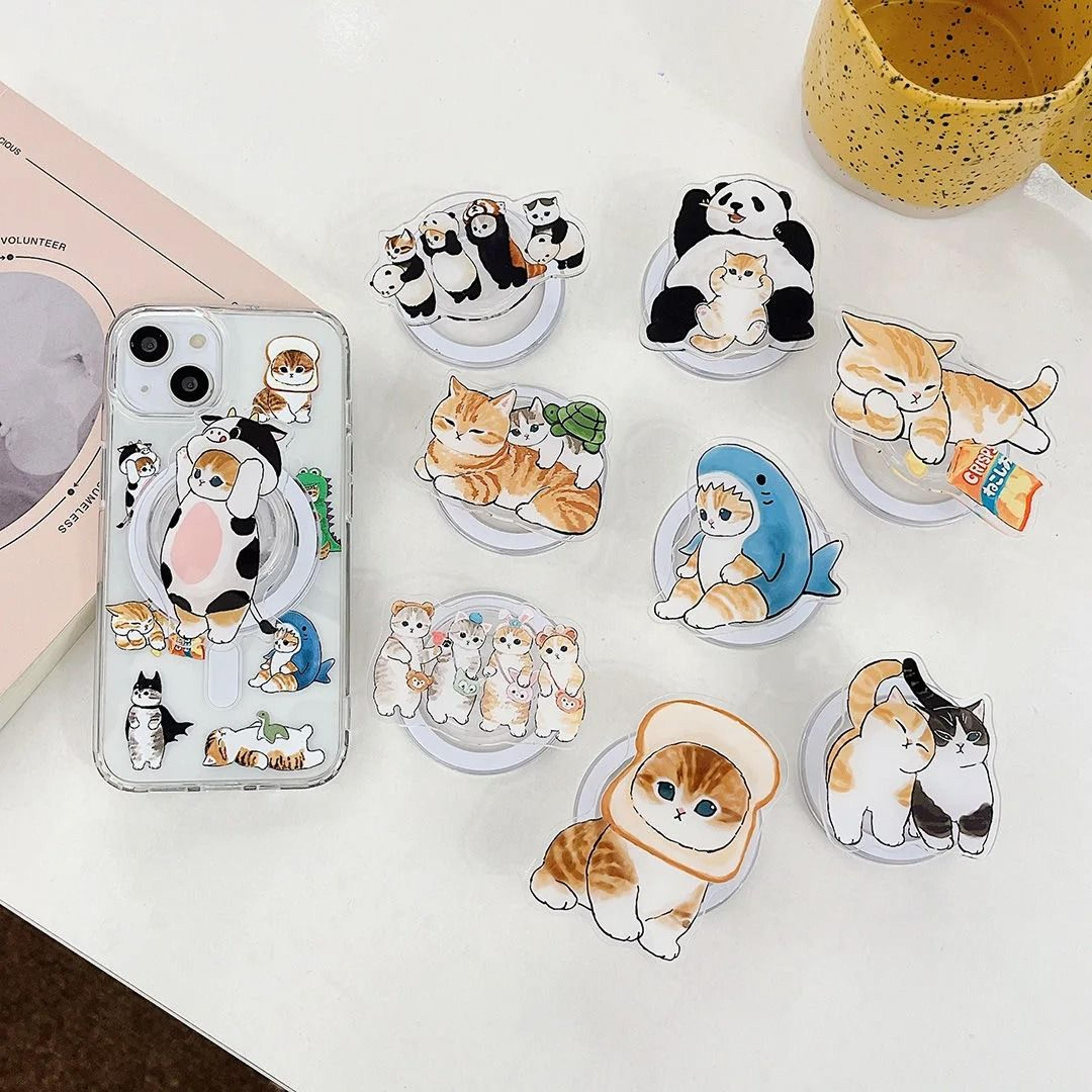 korean cute cartoon magnetic griptok for magsafe iphone 15 foldable phone grip & stand
