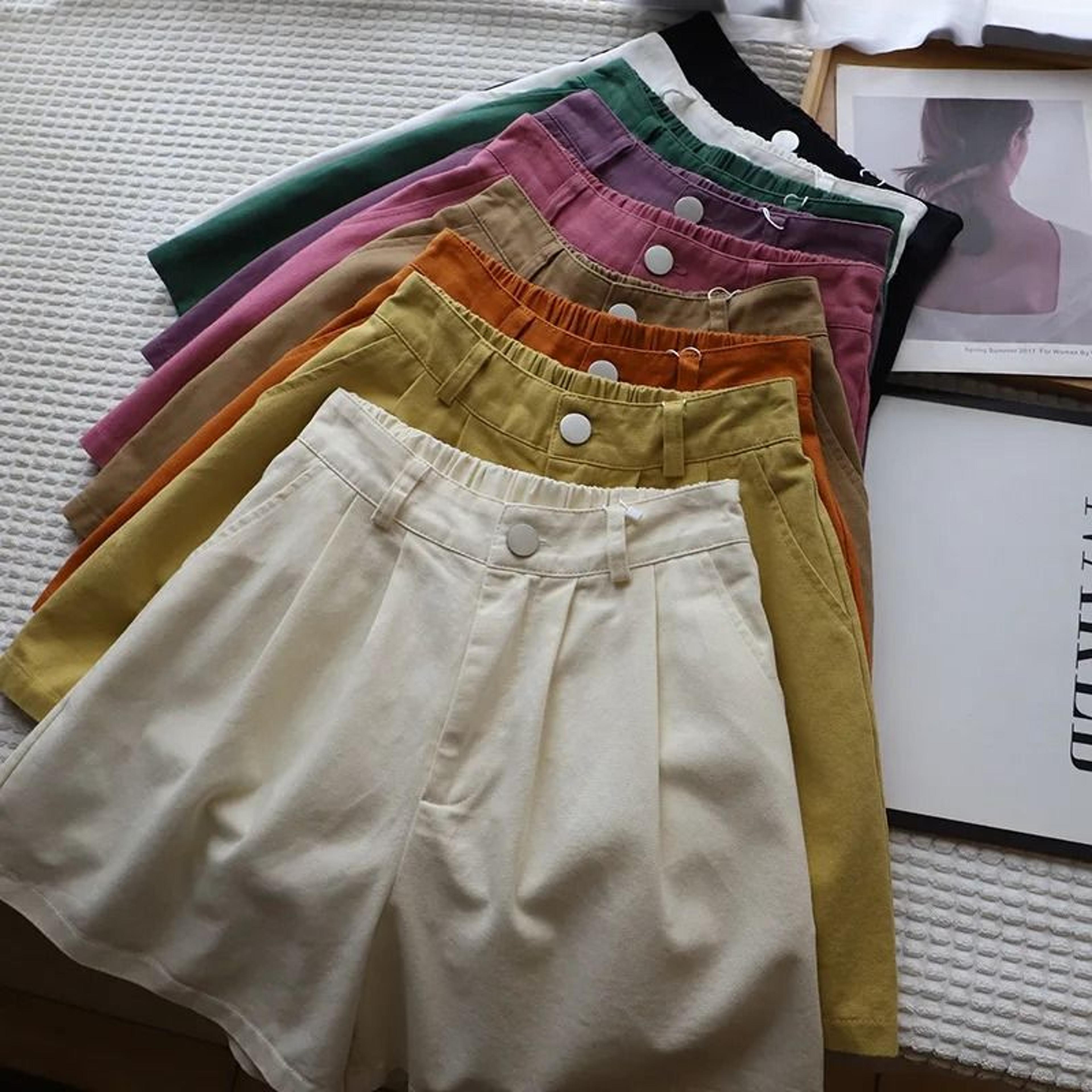 summer washed cotton short pants | women's oversize high-waist wide-leg comfort system