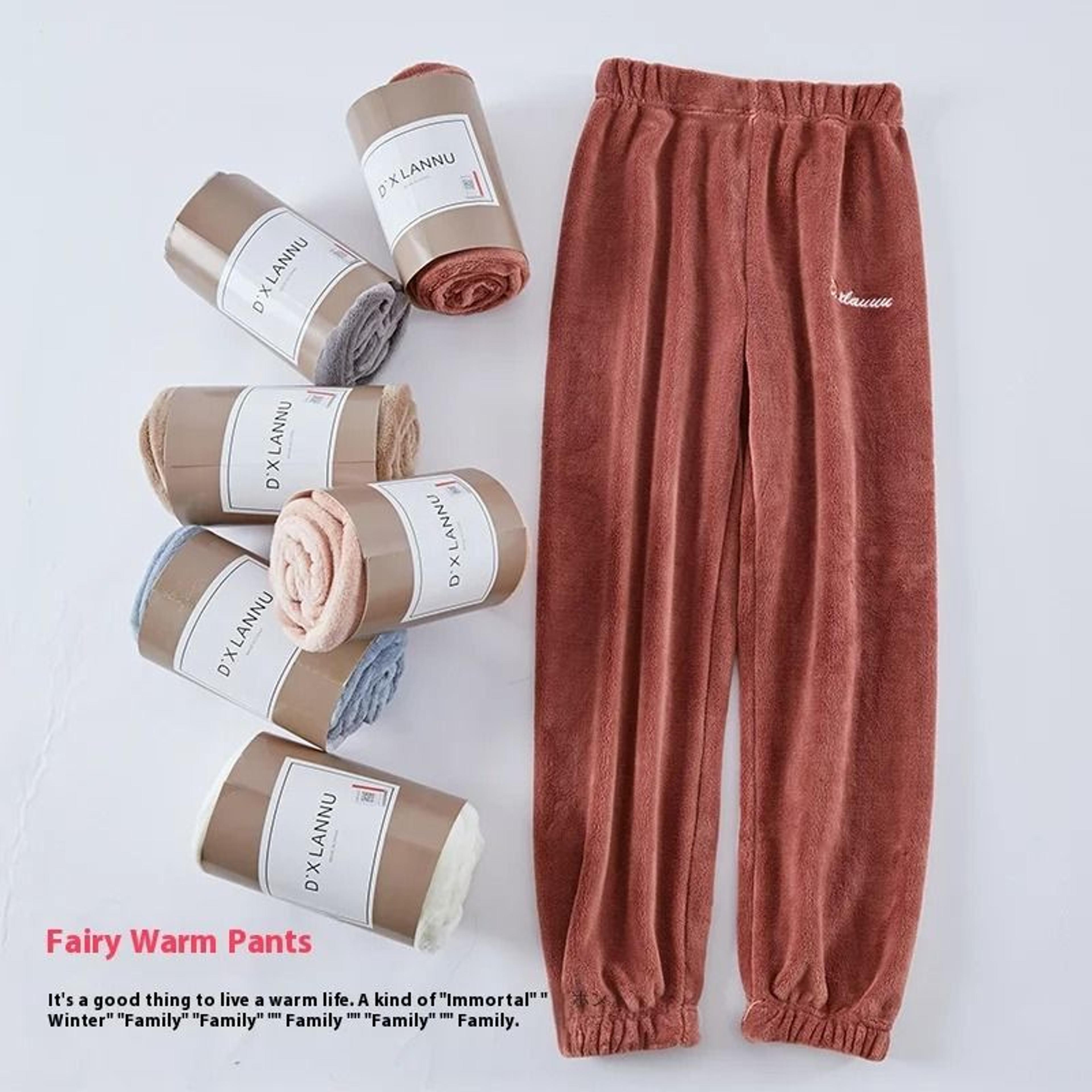 womens thickened coral fleece pajama pants | winter warm fairy homewear & student thermal sleepwear system