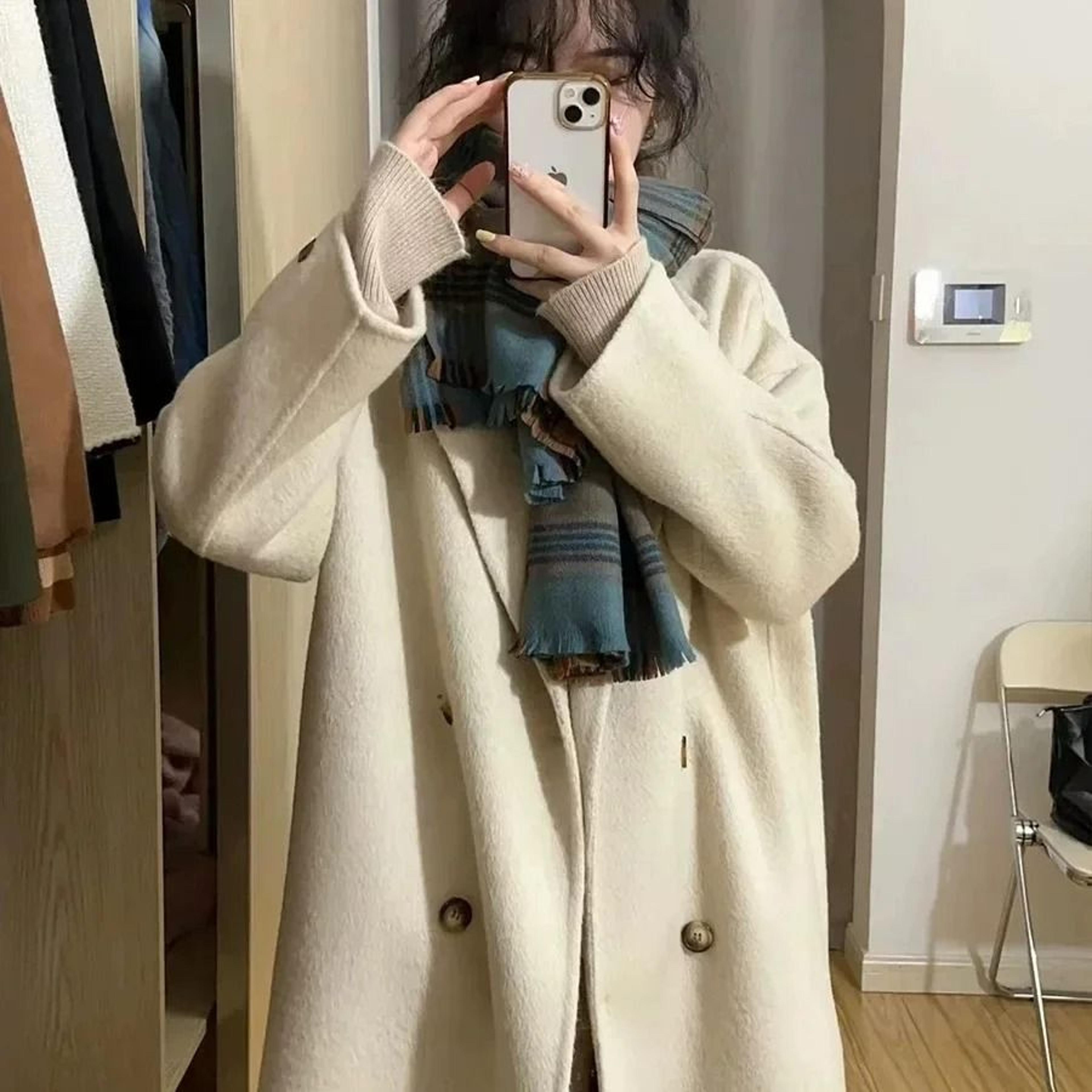 womens thickened woolen system | premium korean-style mid-length coat & autumn/winter trendy jacket infrastructure