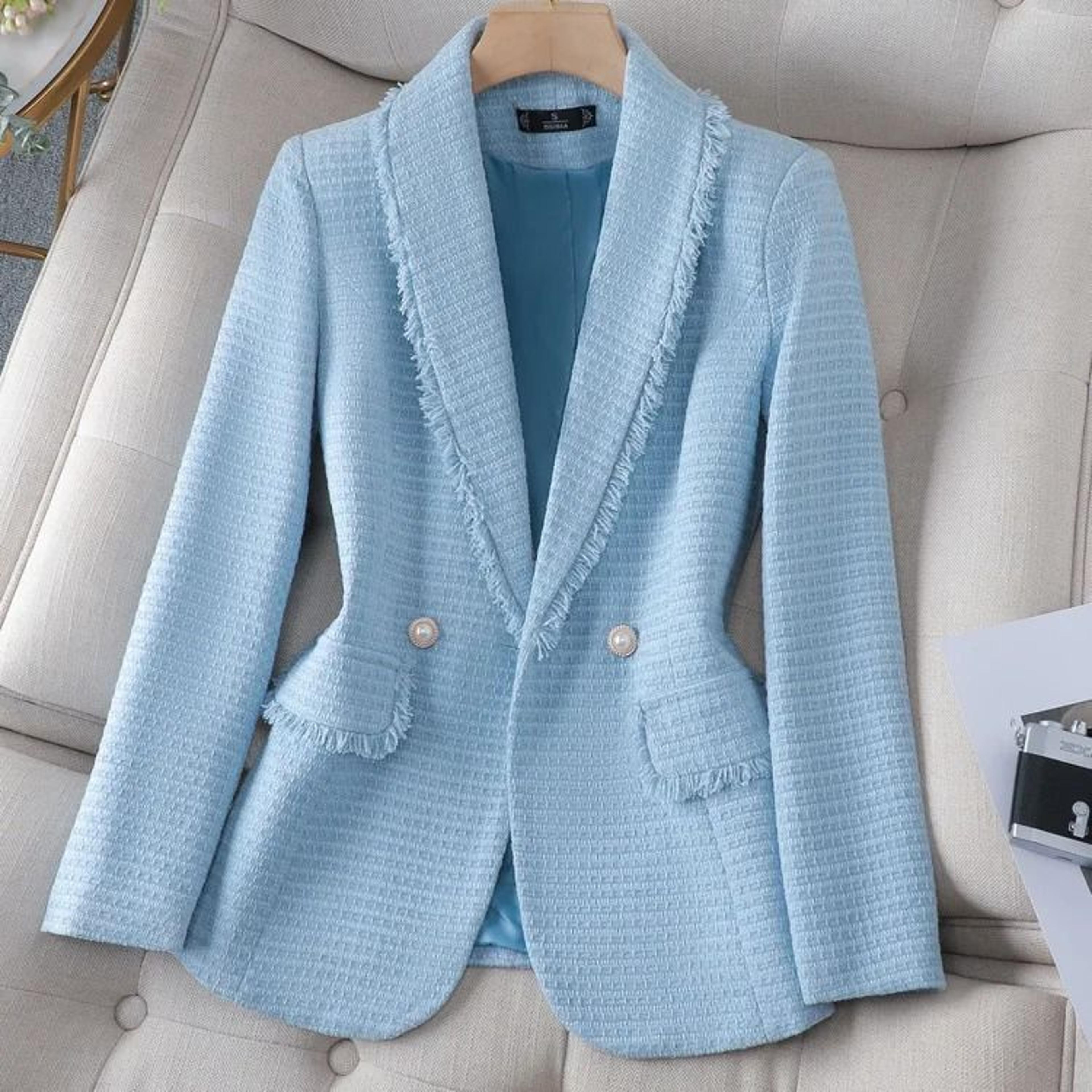 womens premium folded suit jacket | slim-fit spring fashion polyester coat & professional small blazer