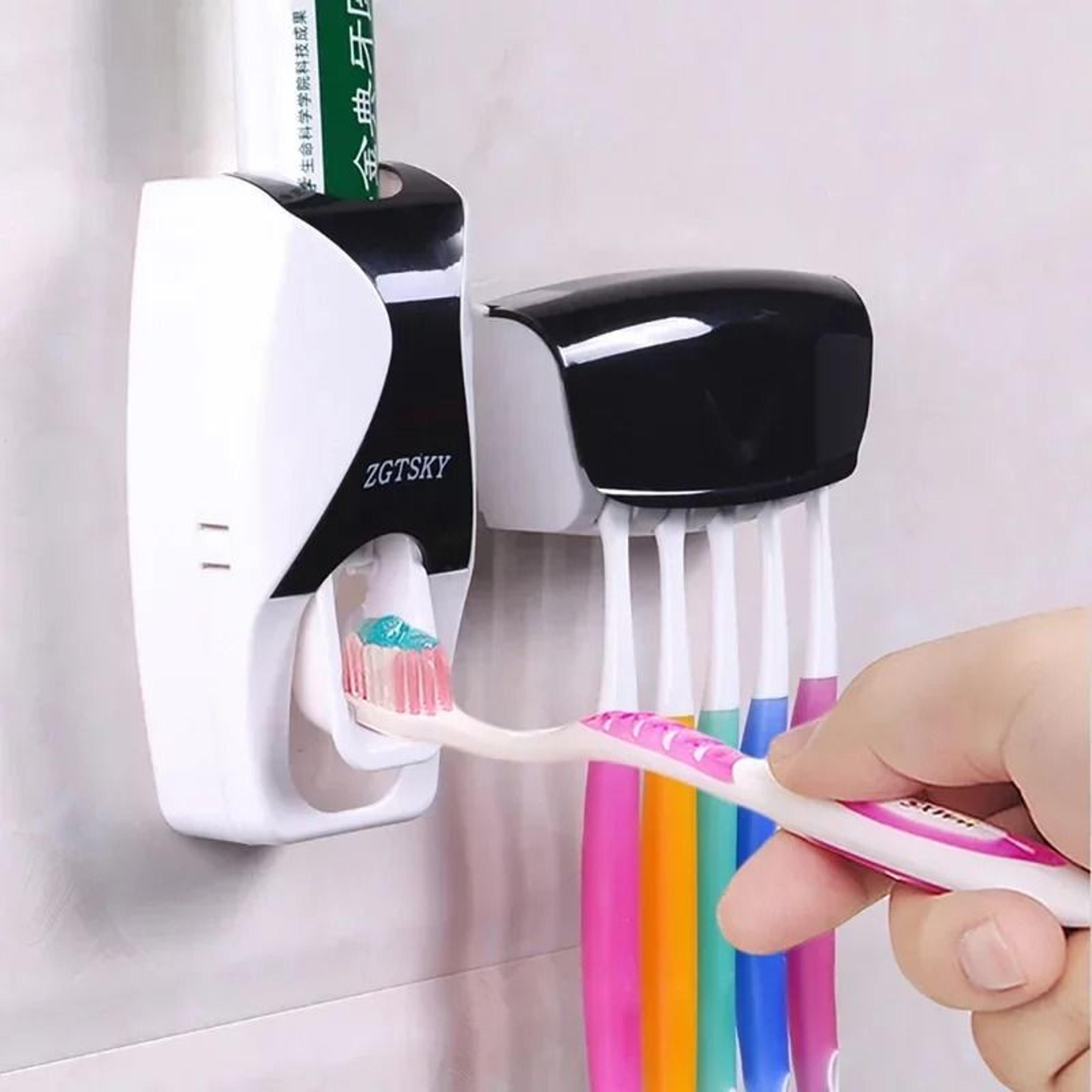 automatic toothpaste dispenser & holder | premium wall-mount squeezer & dust-proof bathroom infrastructure