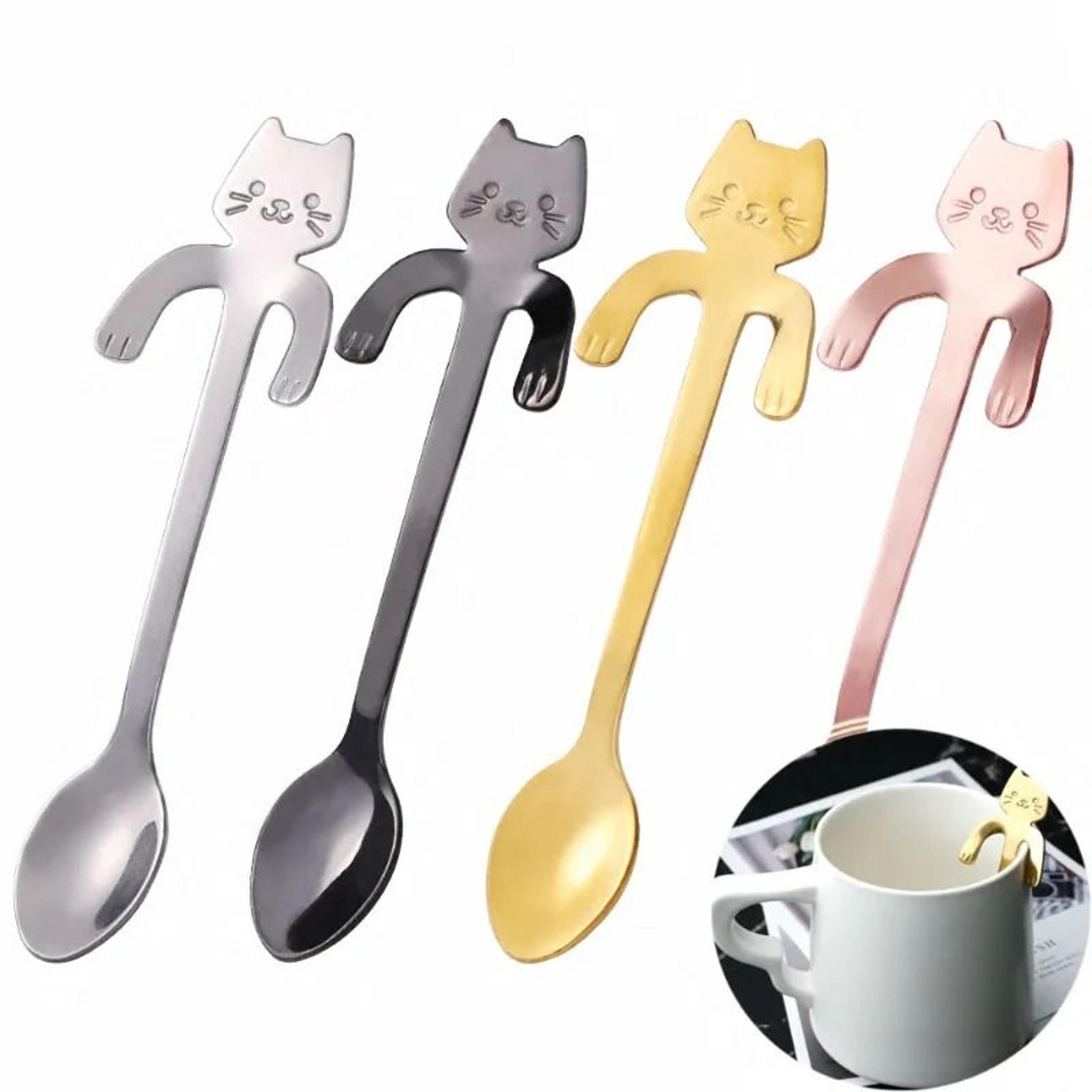 mini cute cat coffee spoon stainless steel teaspoon dessert snack scoop