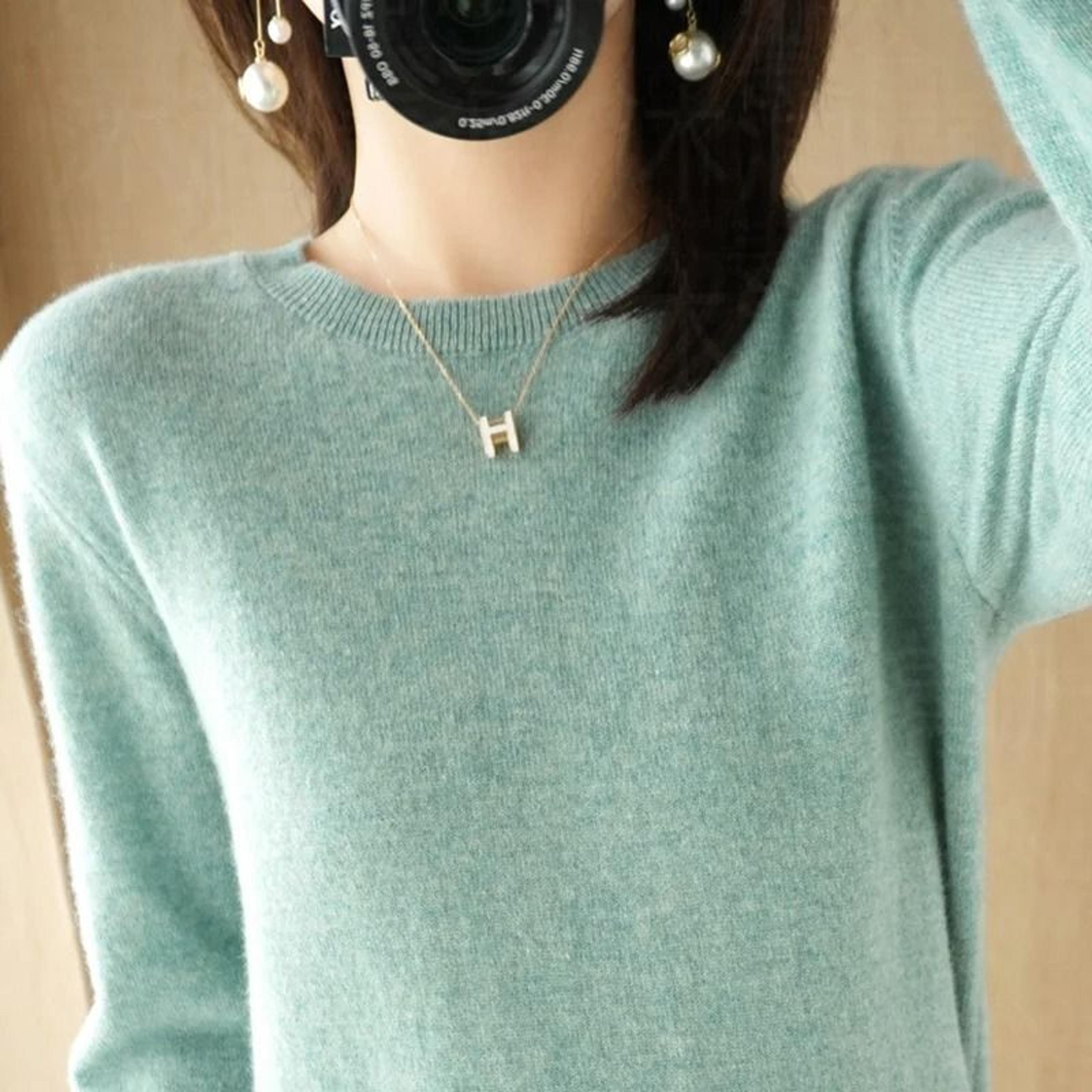 autumn and winter cashmere sweater womens crew neck pullover knitted top