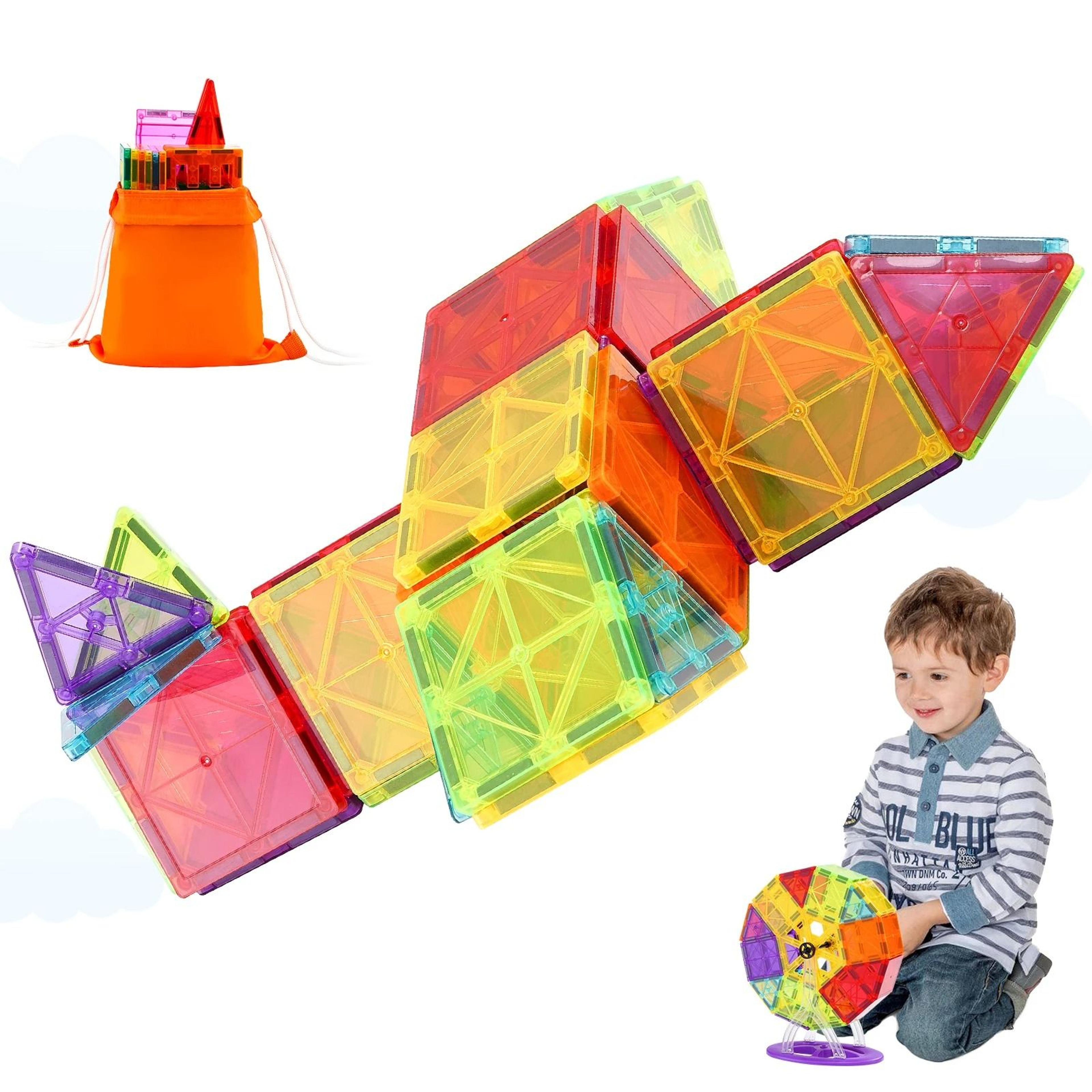 121pcs magnetic building blocks set montessori construction puzzle tiles
