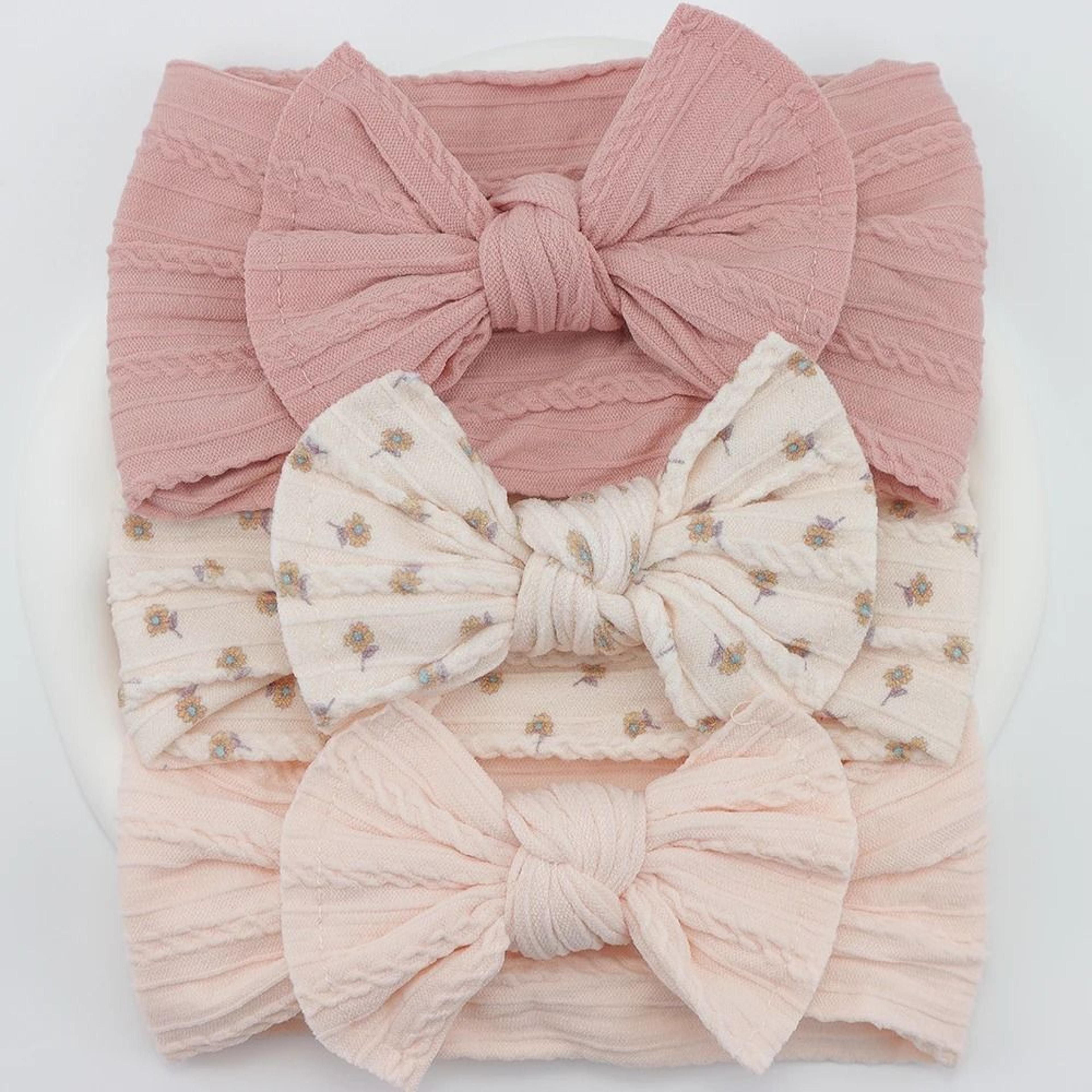 3-piece premium elastic bow headband set – soft nylon turban accessories