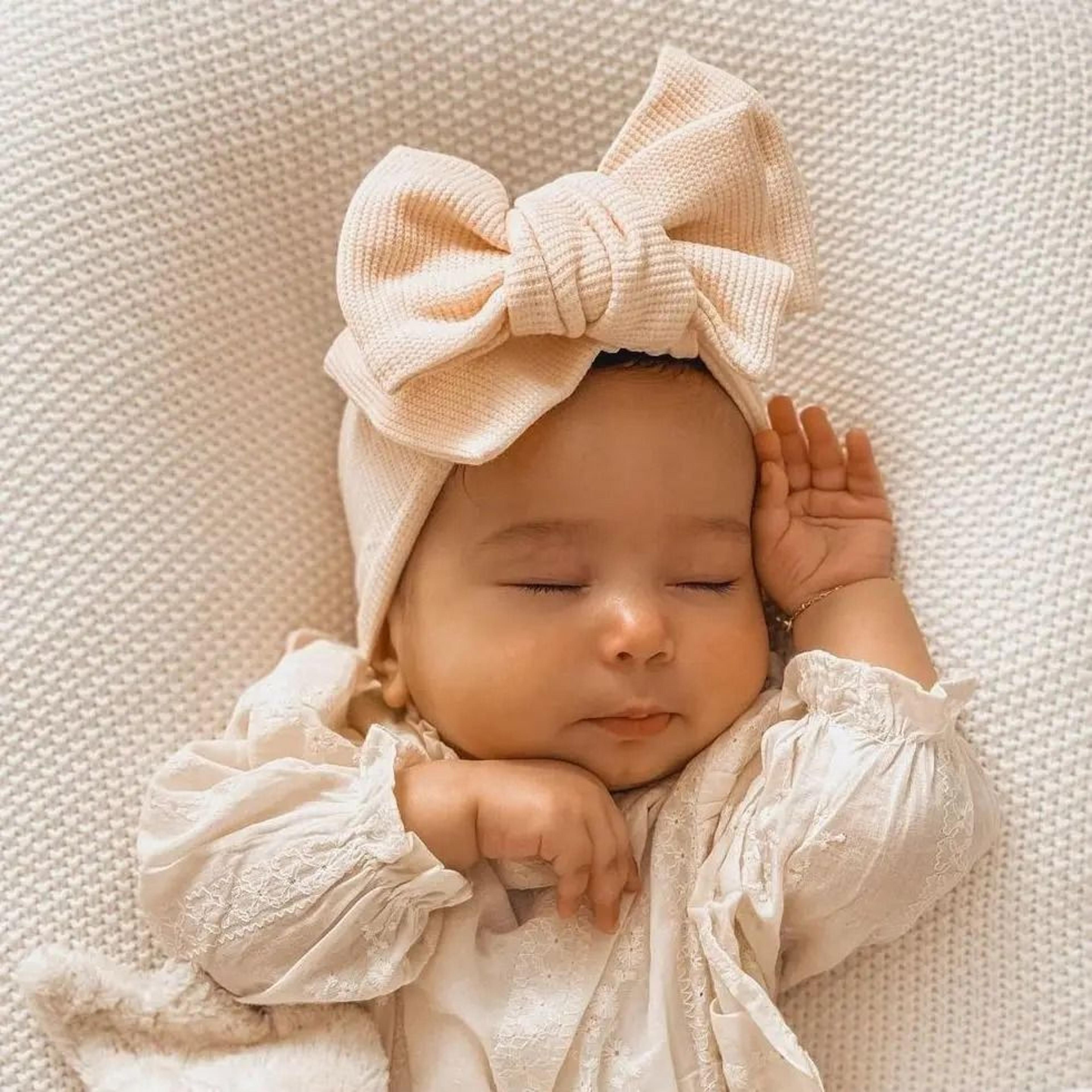 elite waffle-knit newborn headband – high-stretch precision bowknot turban