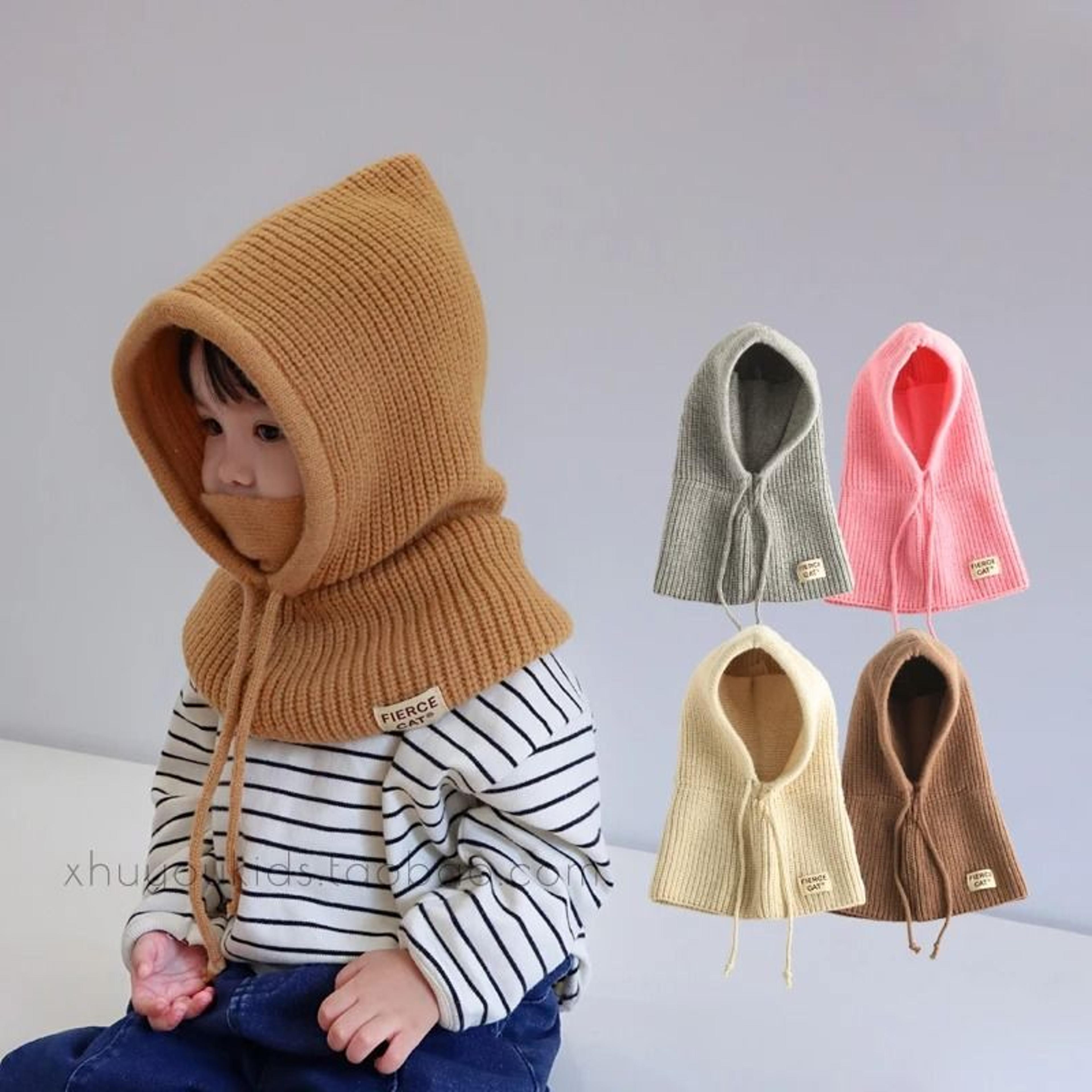 integrated pediatric balaclava system – premium hooded knit scarf & earflap beanie
