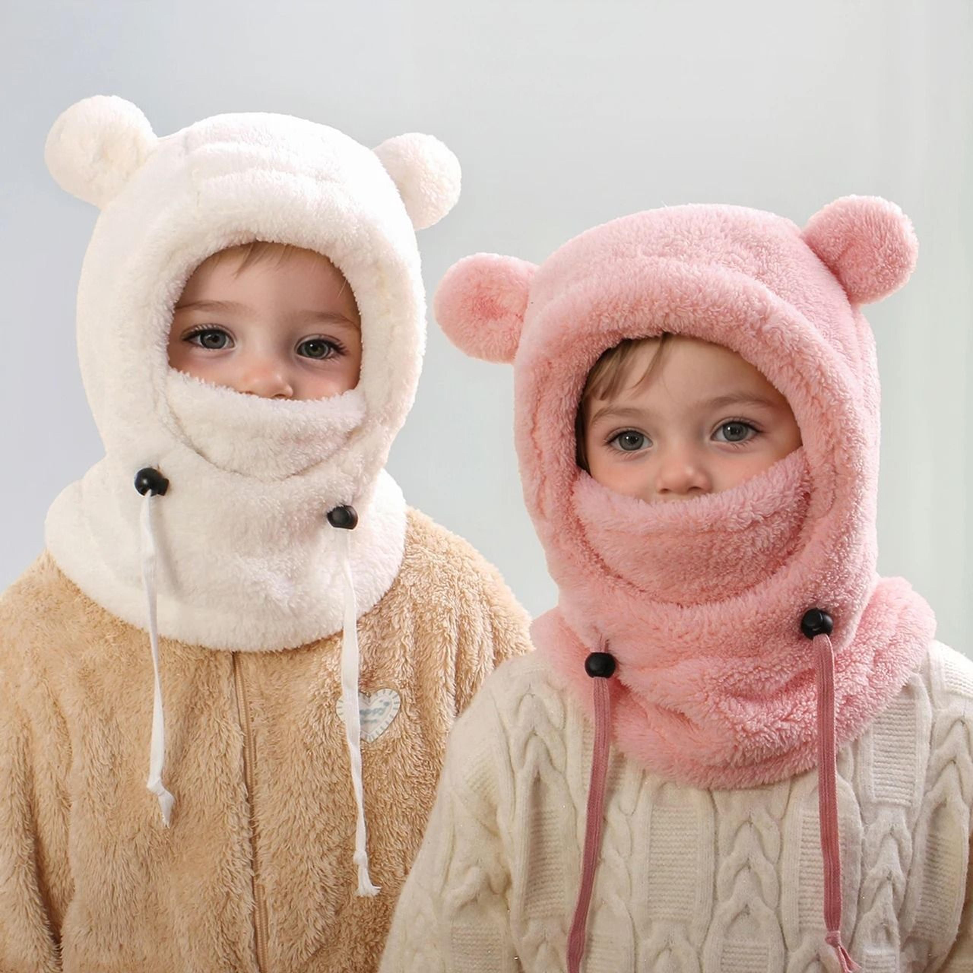 integrated bear balaclava system – premium childrens thermal headgear & plush scarf