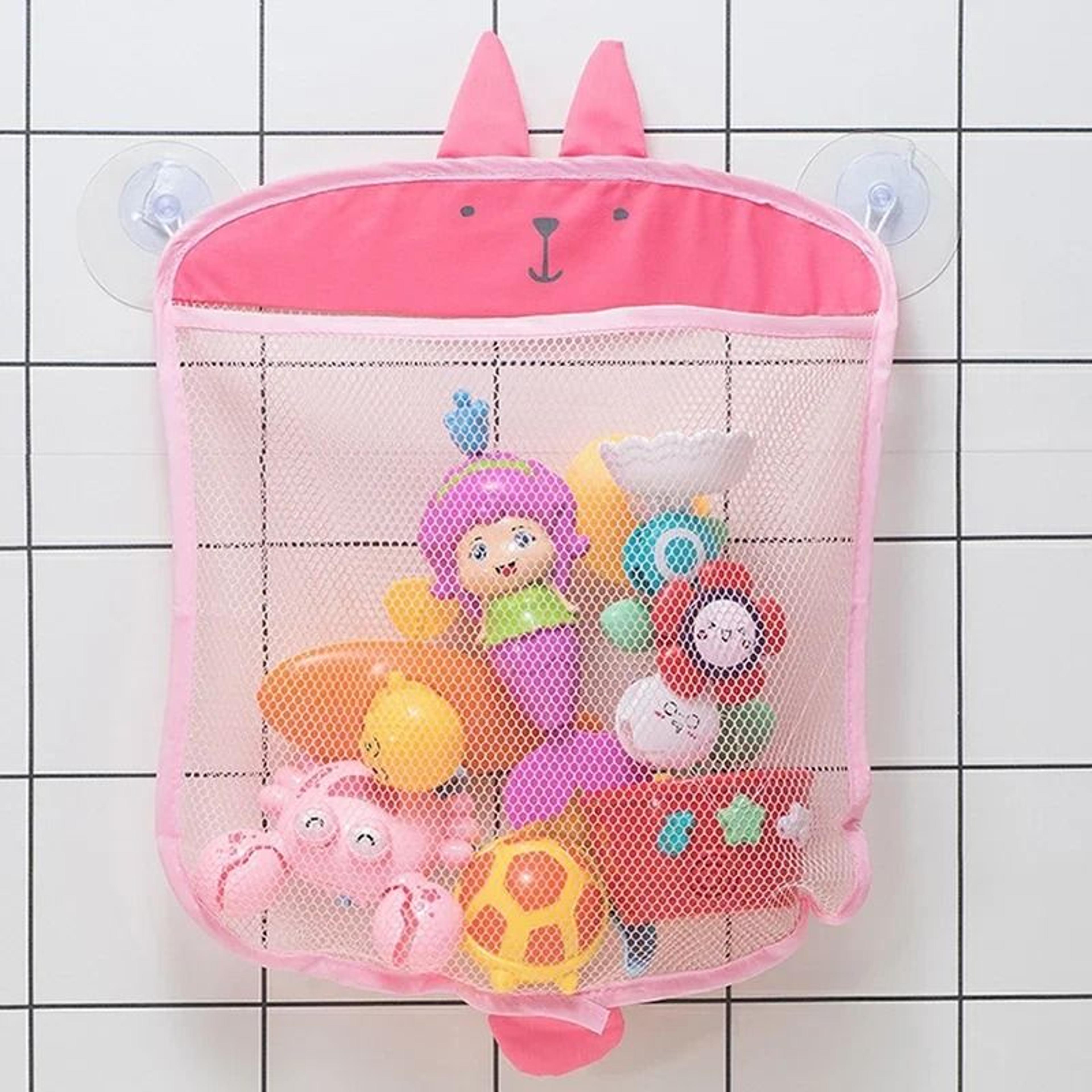 hydro-kinetic bathroom mesh organizer – premium cartoon animal bath toy storage
