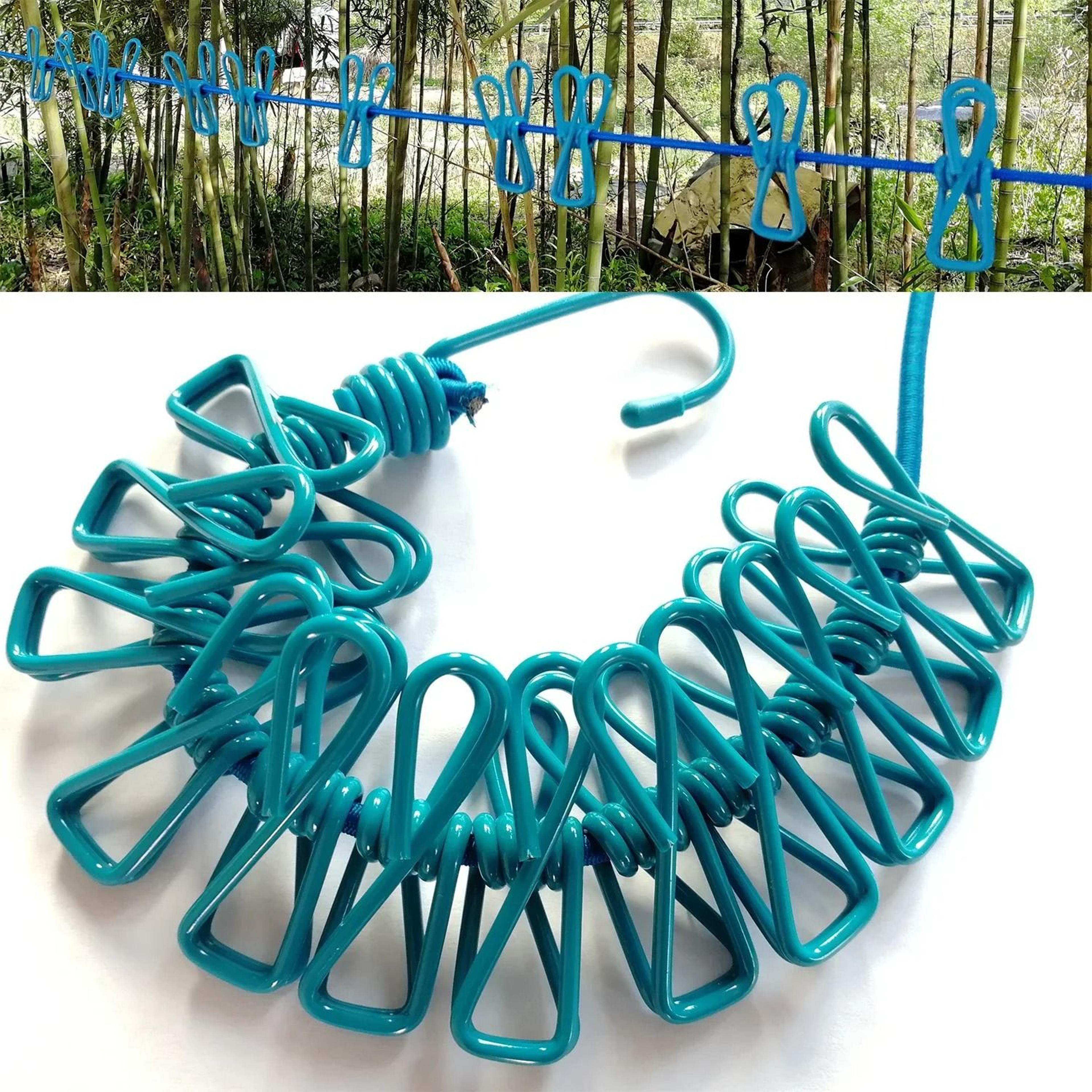 elastic windproof clothesline and high-performance 12-clip portable drying system