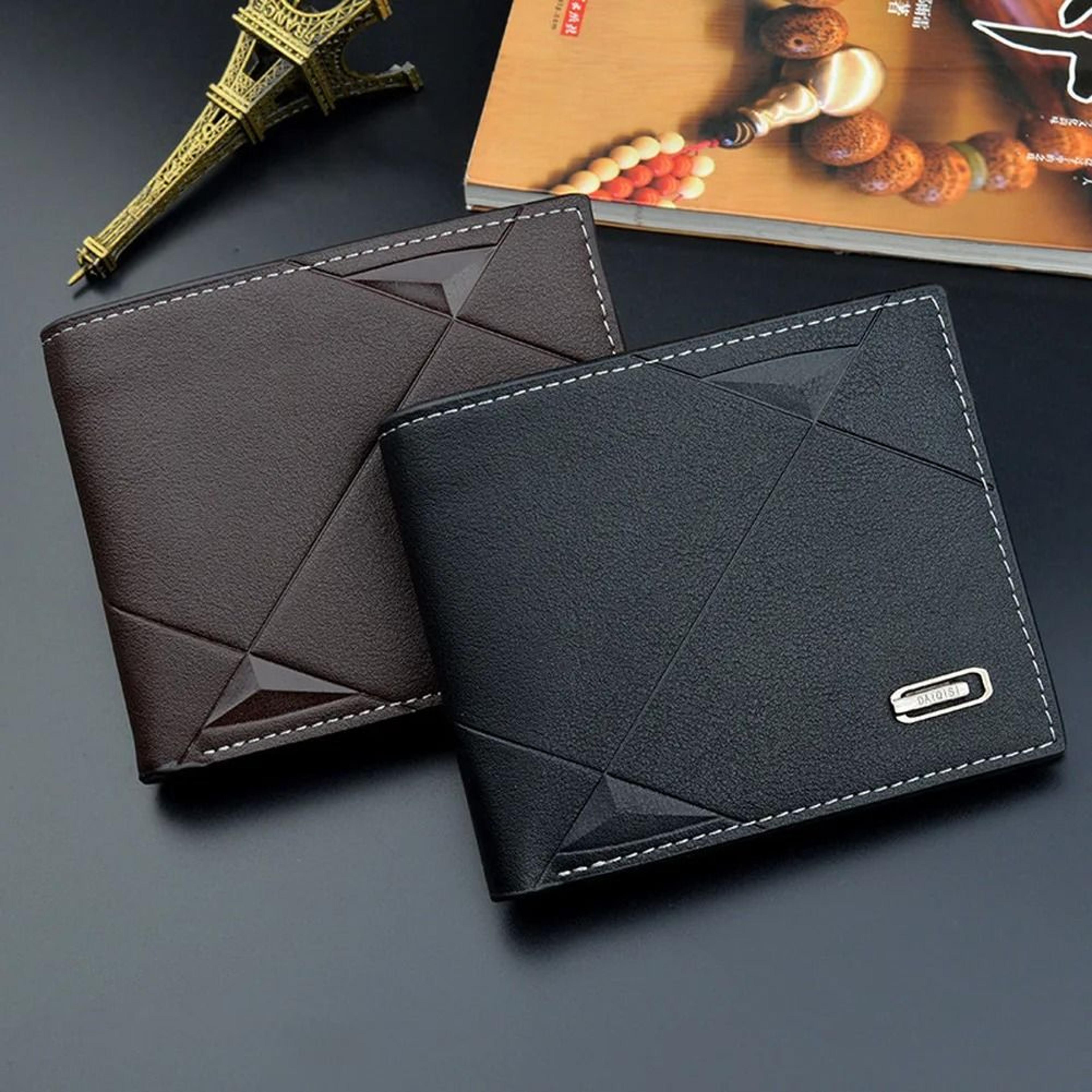 mens geometric bifold wallet and high-performance slim business architecture