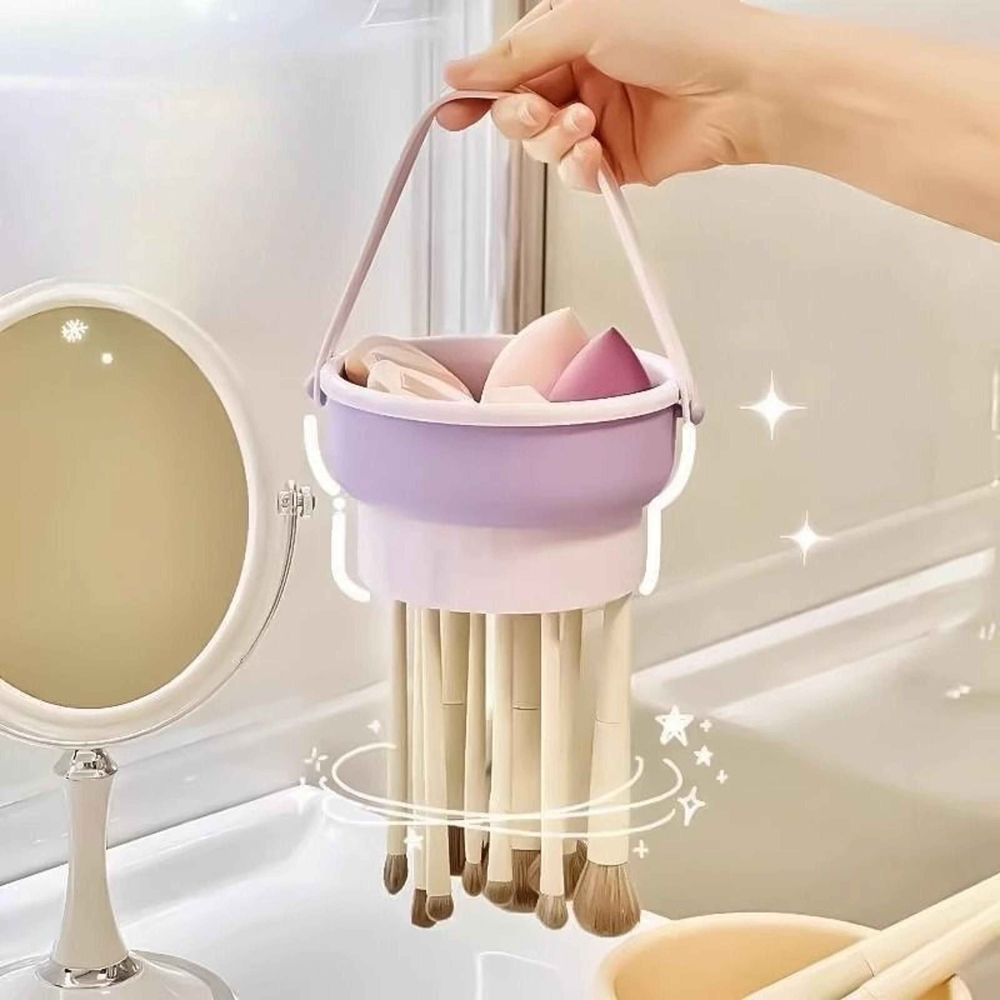 multi-functional makeup brush cleaning bowl and high-performance silicone drying architecture