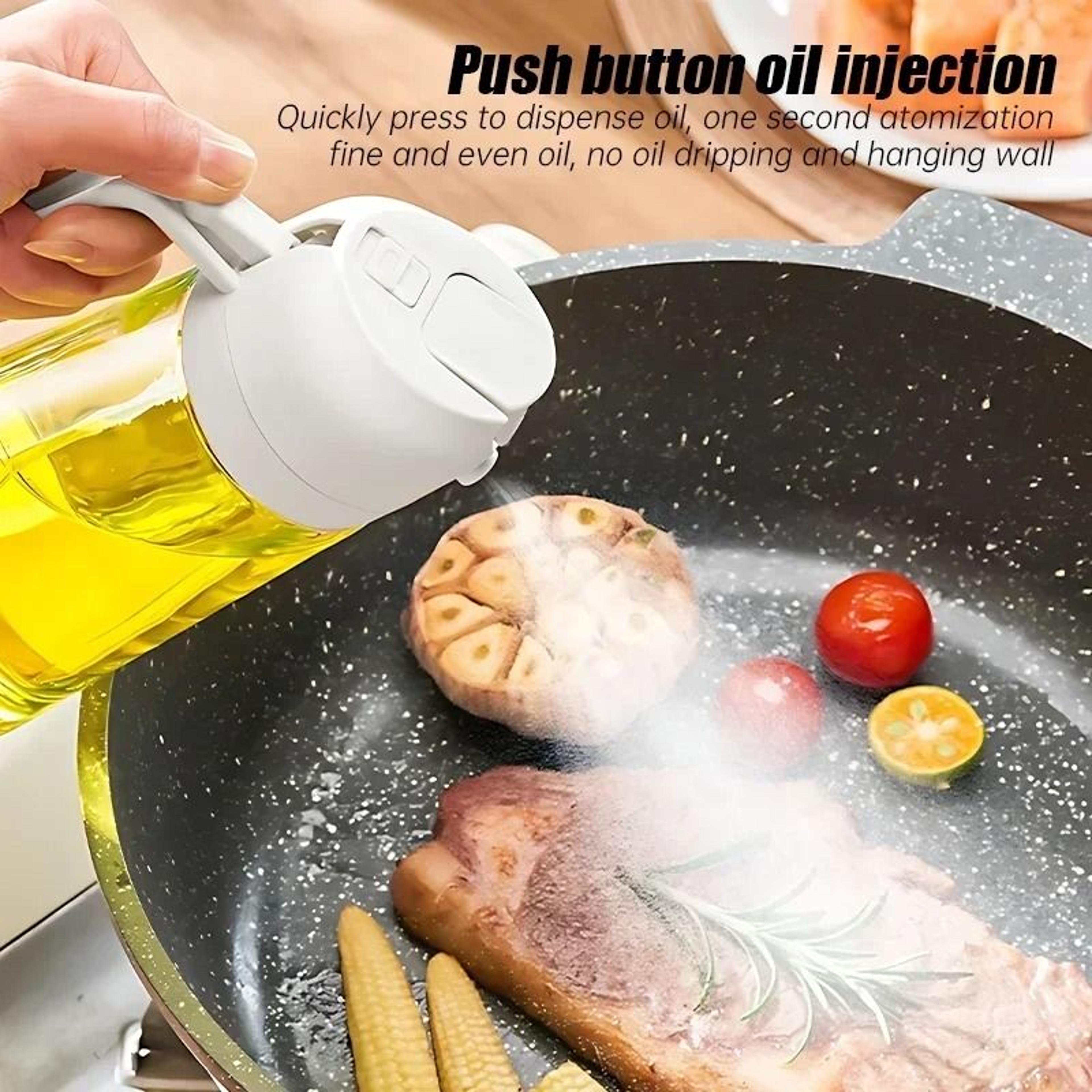 dual-purpose glass oil spray and pour dispenser architecture