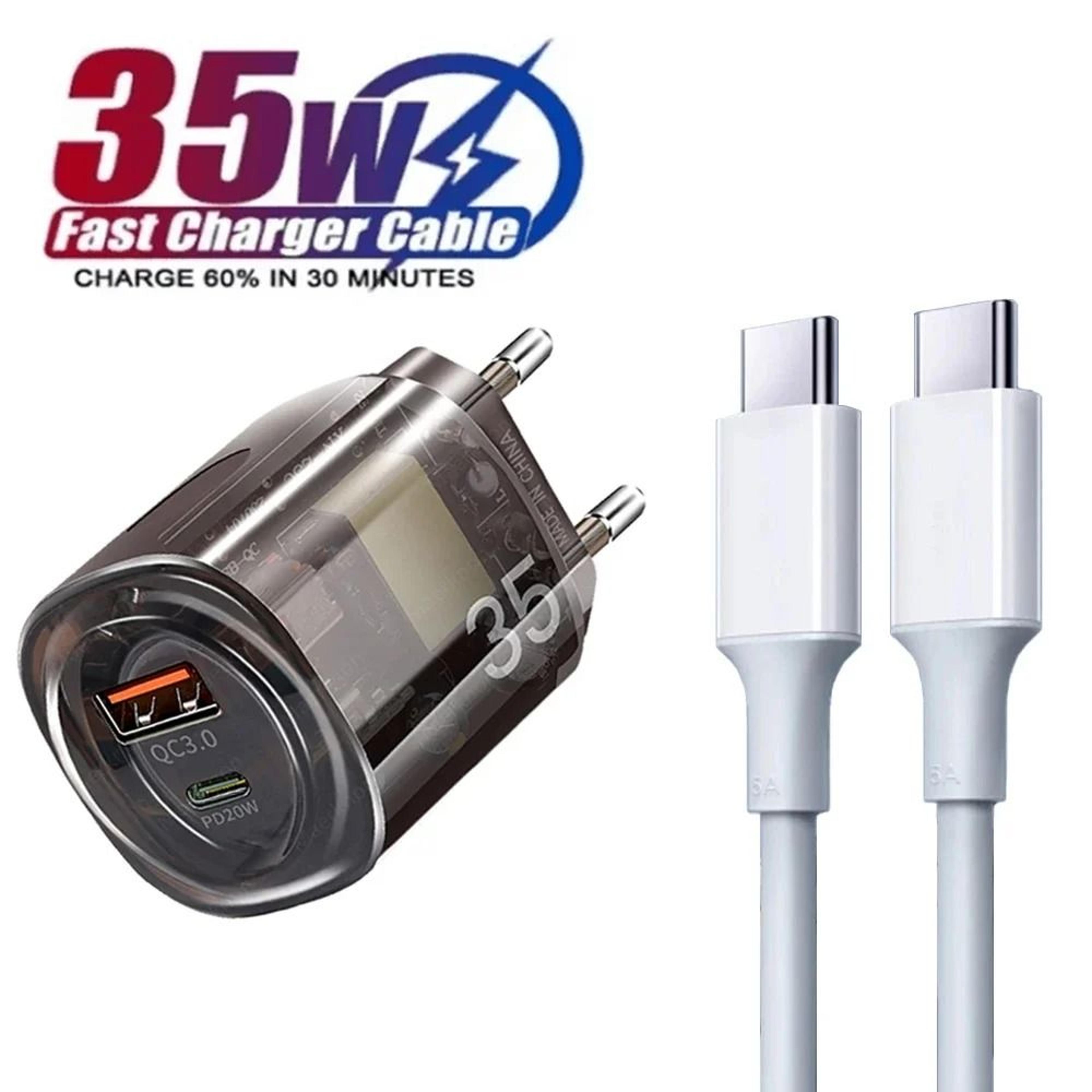 35w dual port usb-a & type c fast charging wall charger adapter