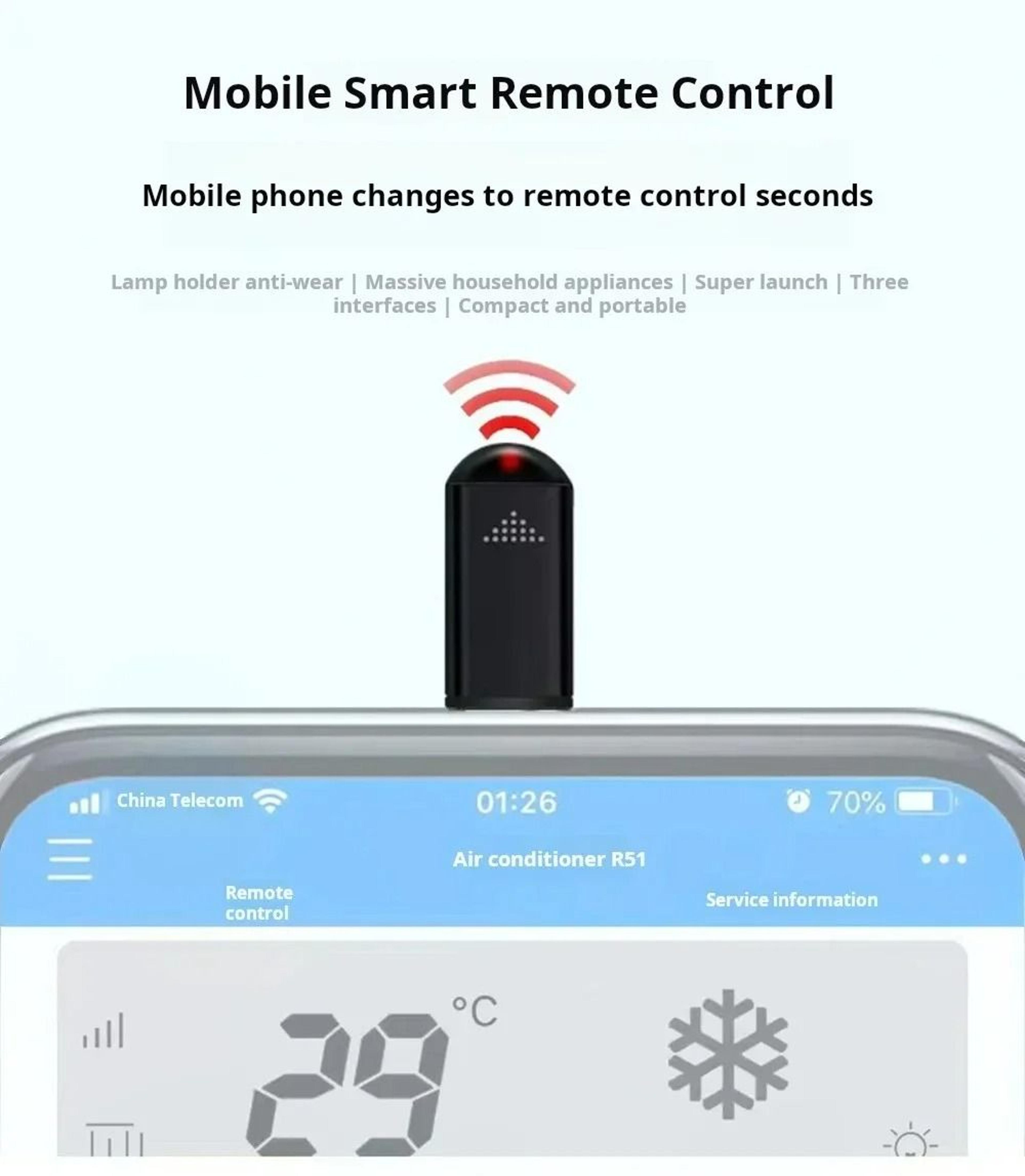 universal usb type-c smartphone infrared remote control adapter