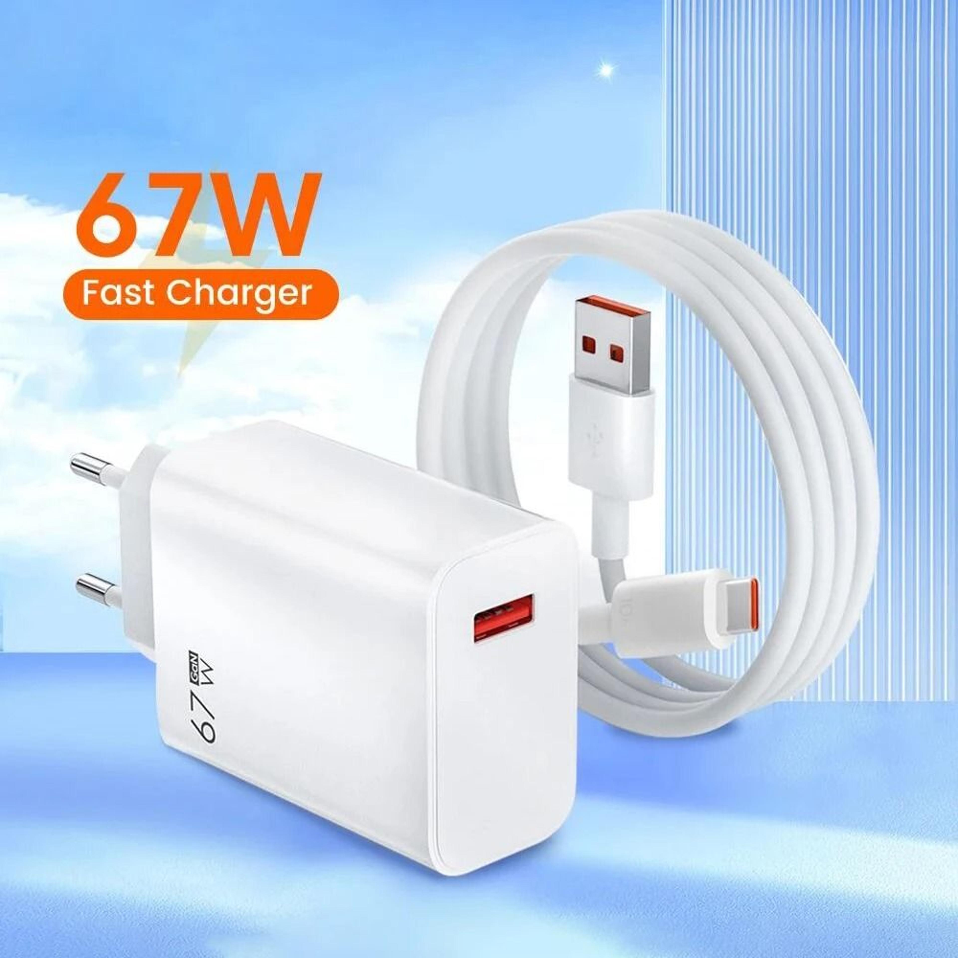 67w gan super fast charging wall adapter with 10a type-c quick charge cable