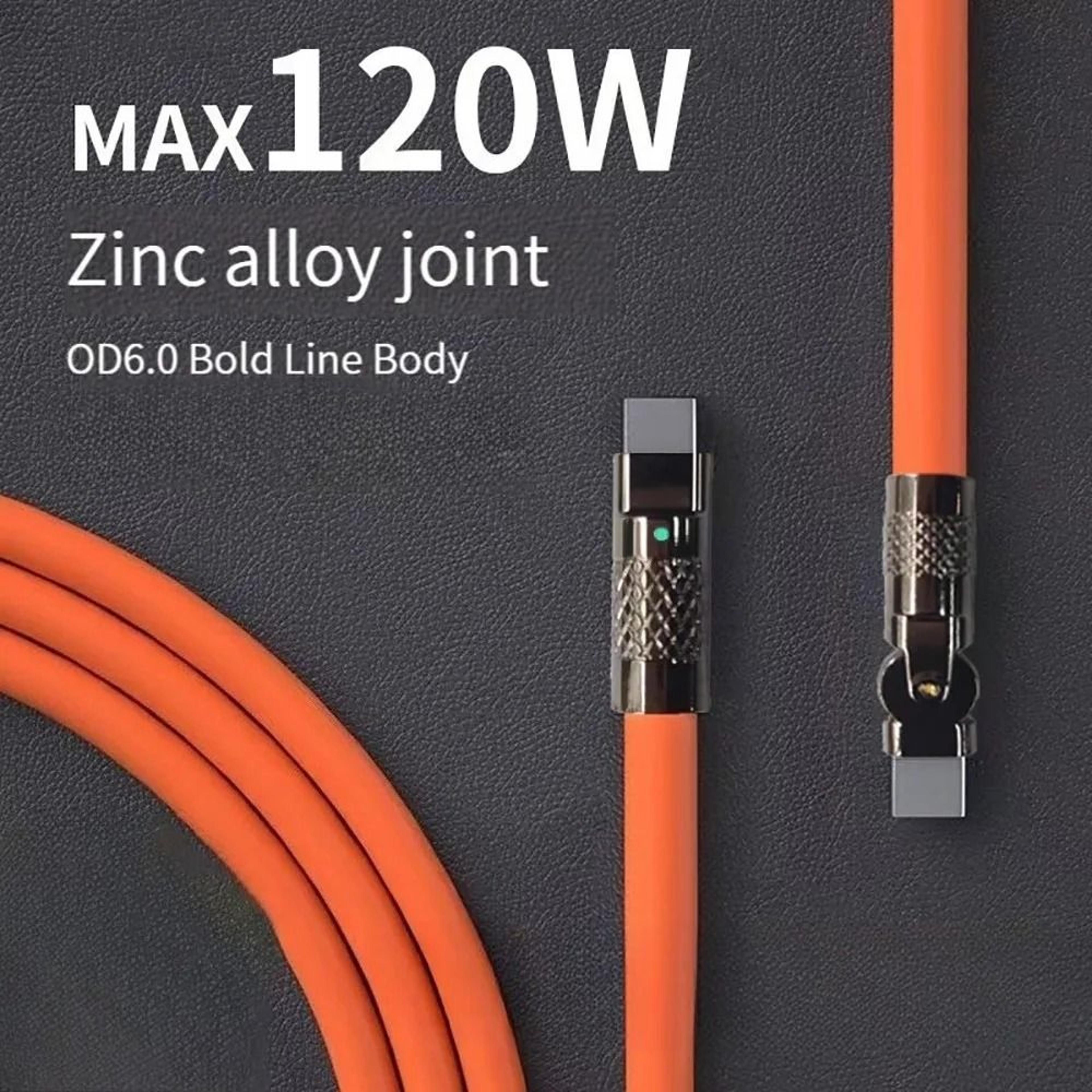 120w 6a 180-degree rotation high-fidelity type-c fast charging cord