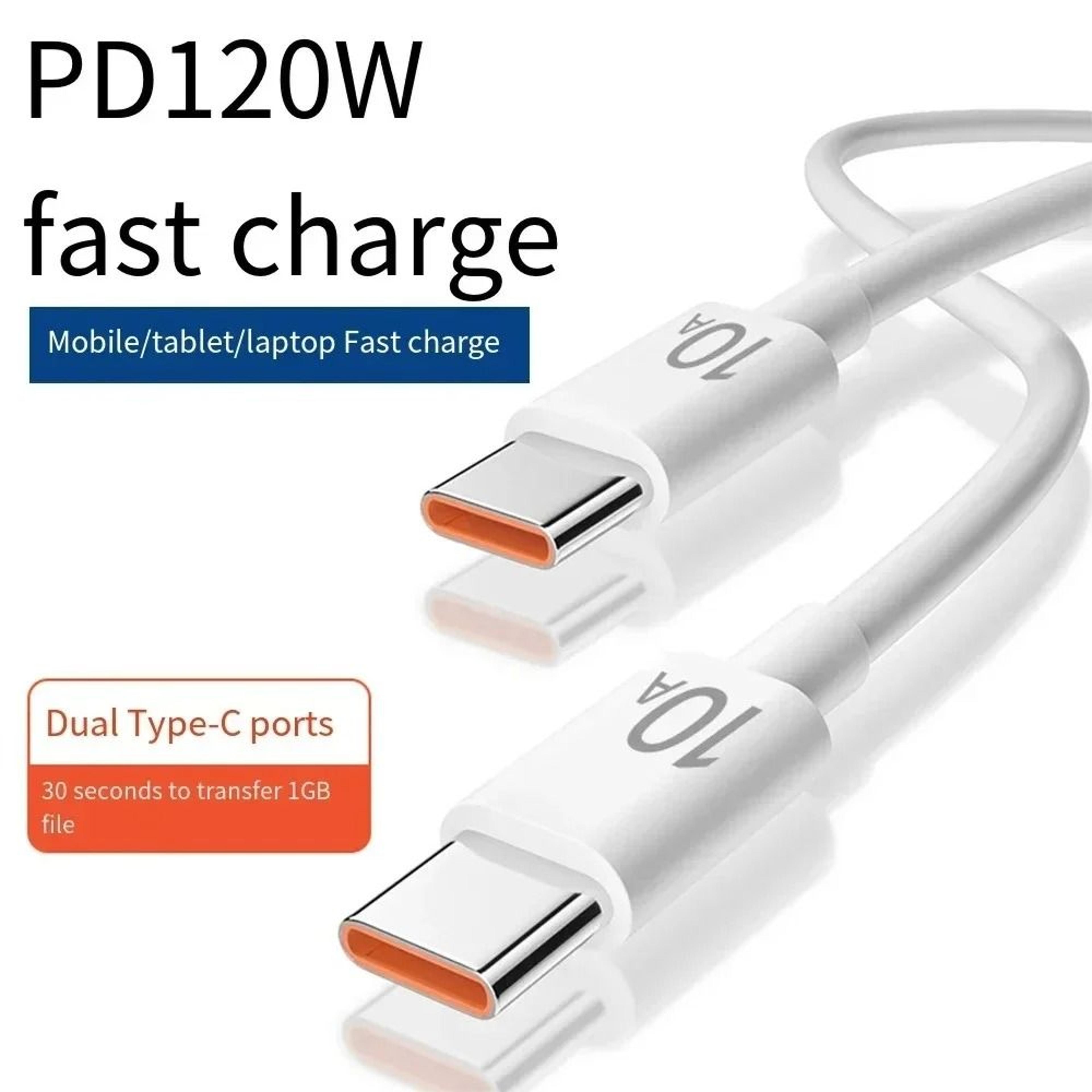 10a 120w high-fidelity usb-c to usb-c super fast charging data cord