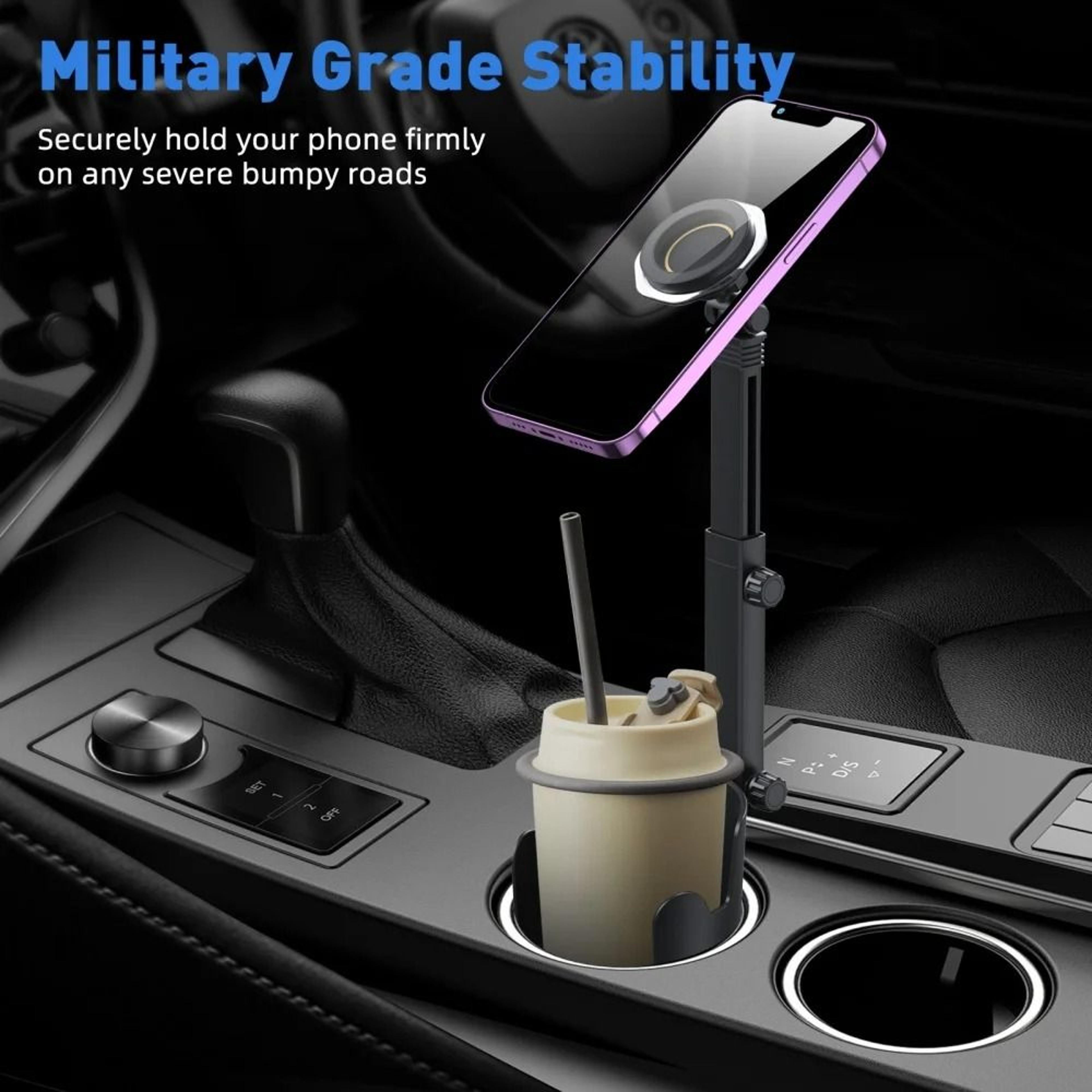 2-in-1 titanium-grade kinetic magnetic car cup mount architecture