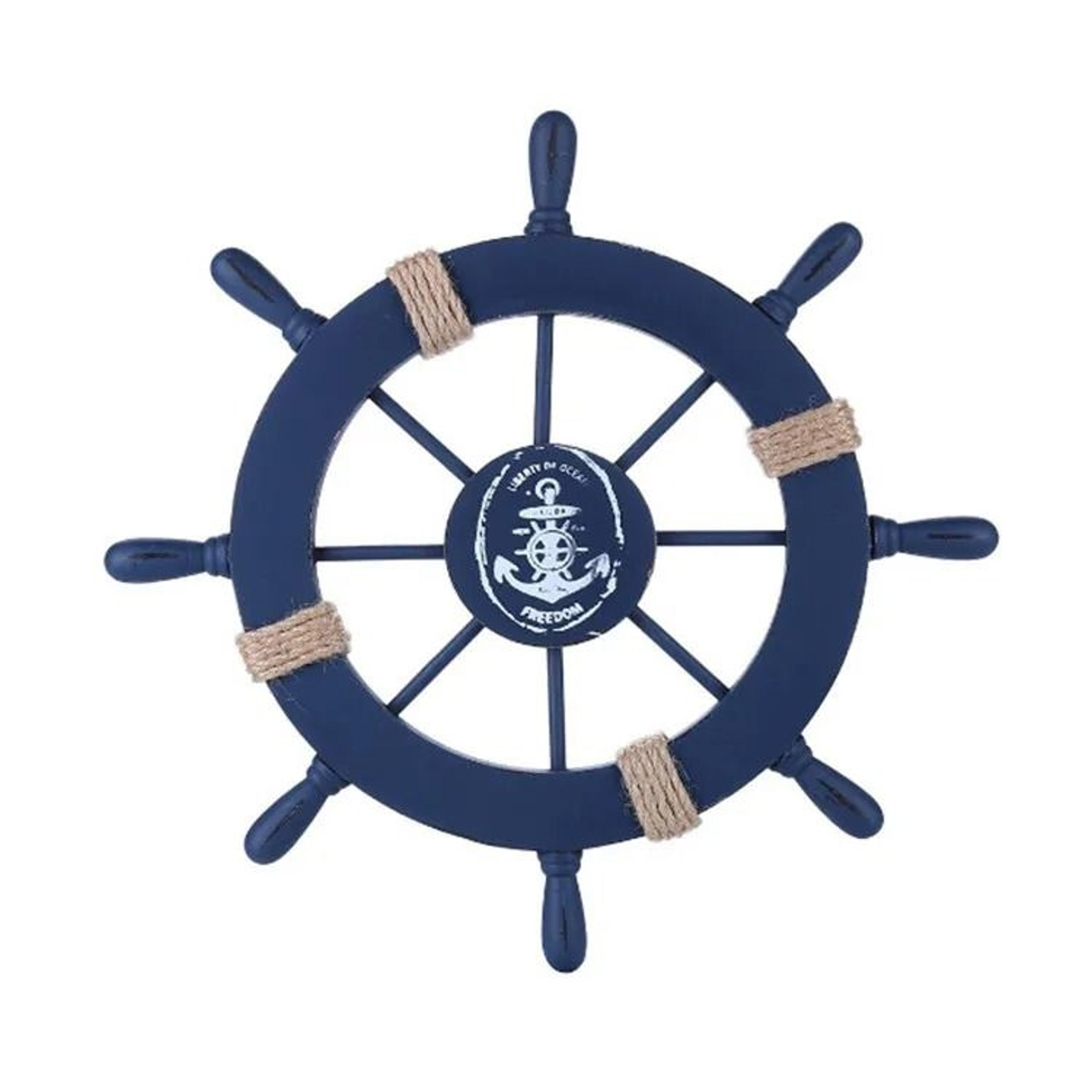 retro mediterranean wooden ship helm timeless nautical wall art