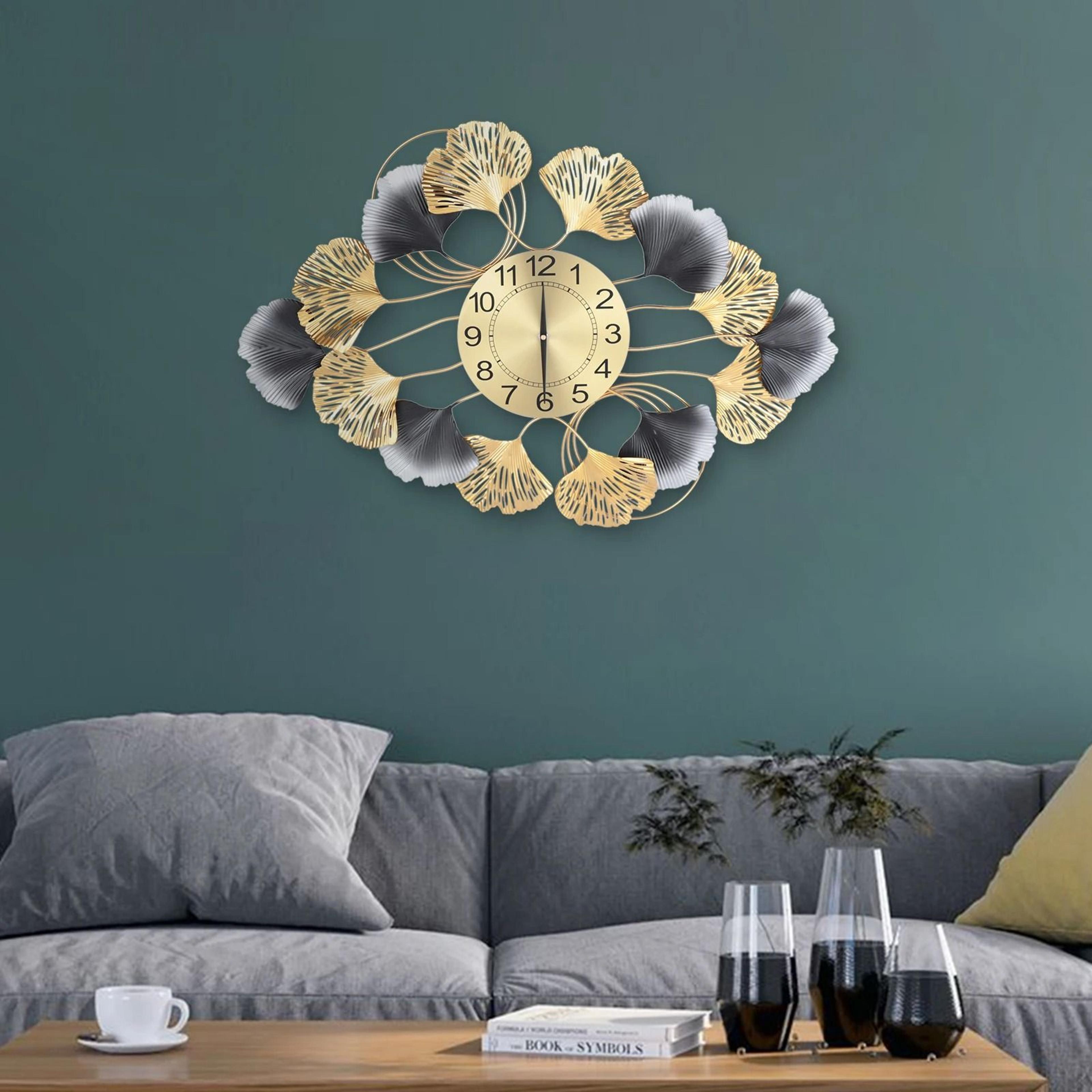 luxe ginkgo leaf artistic wall clock