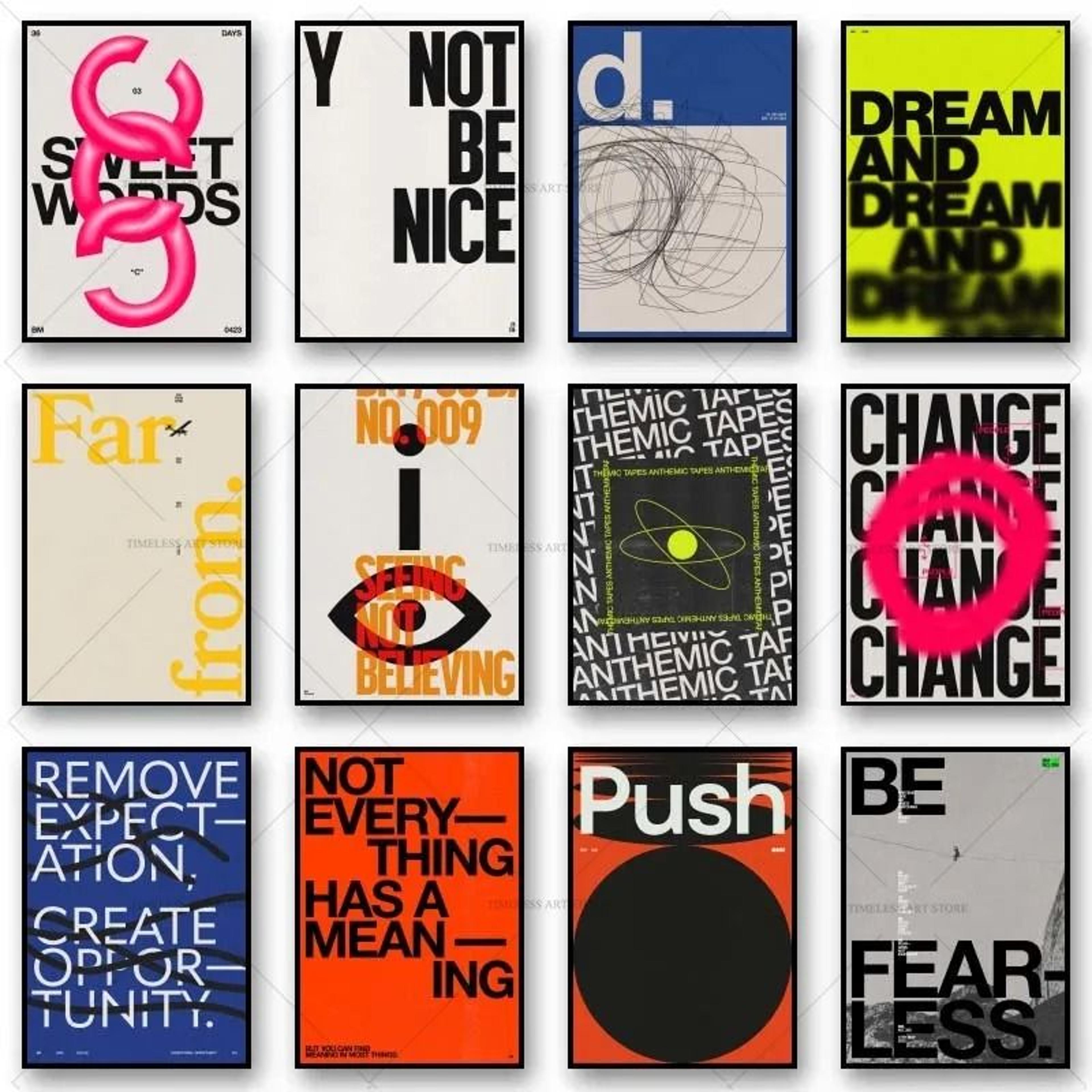 modern inspirational quotes poster | retro typography canvas wall art