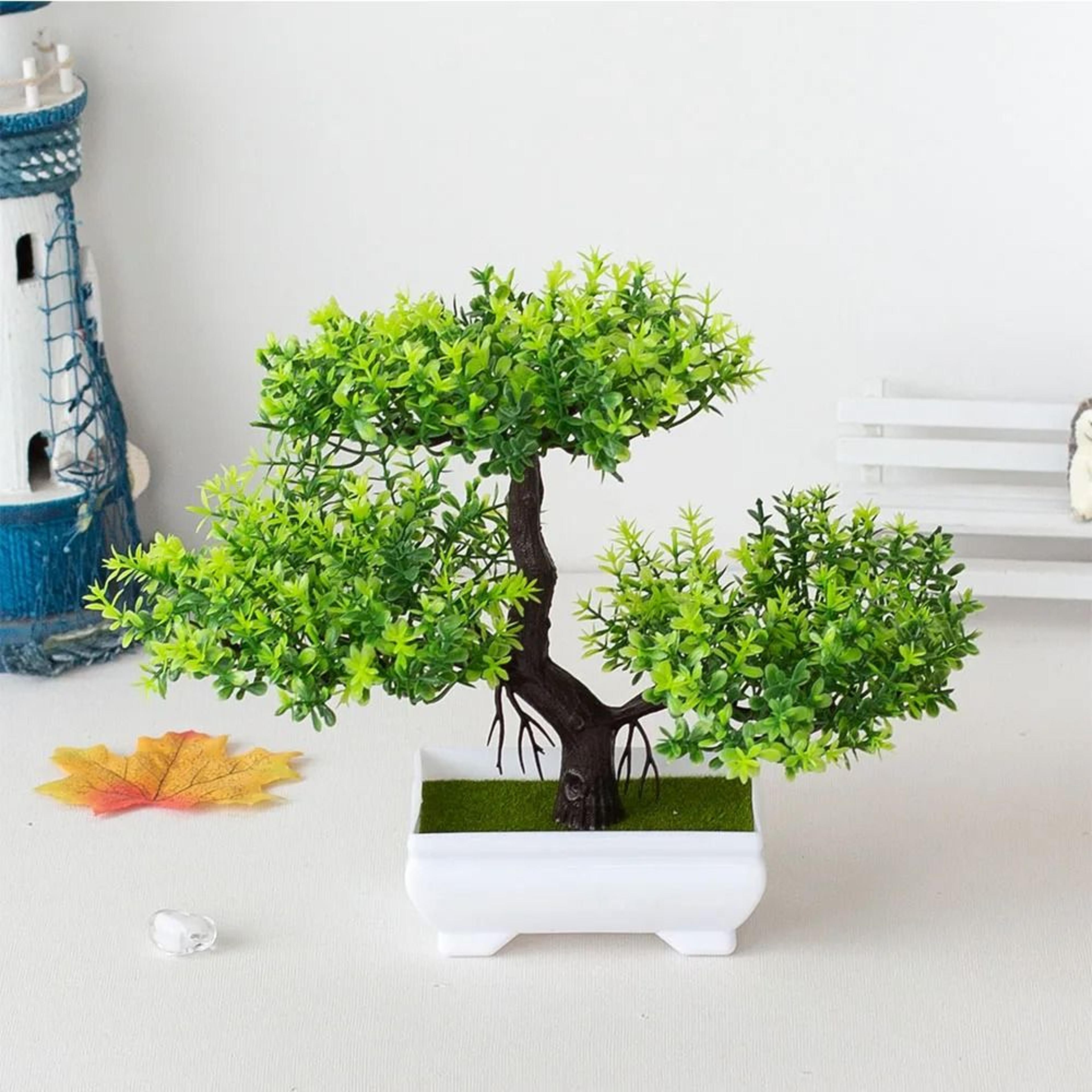 zen garden mini artificial bonsai | faux potted small tree decoration