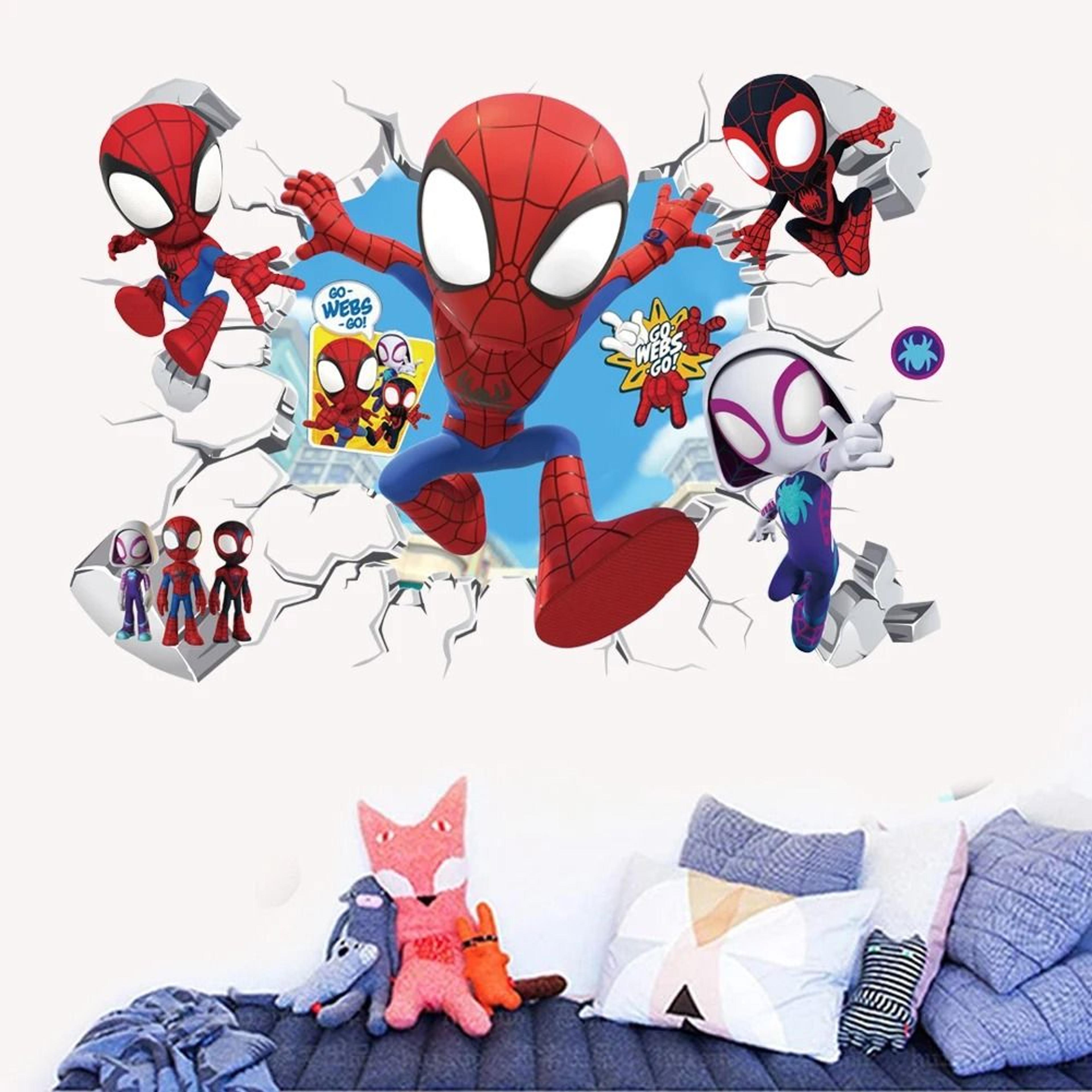 spiderman mini superhero wall decal | marvel-inspired kids room mural