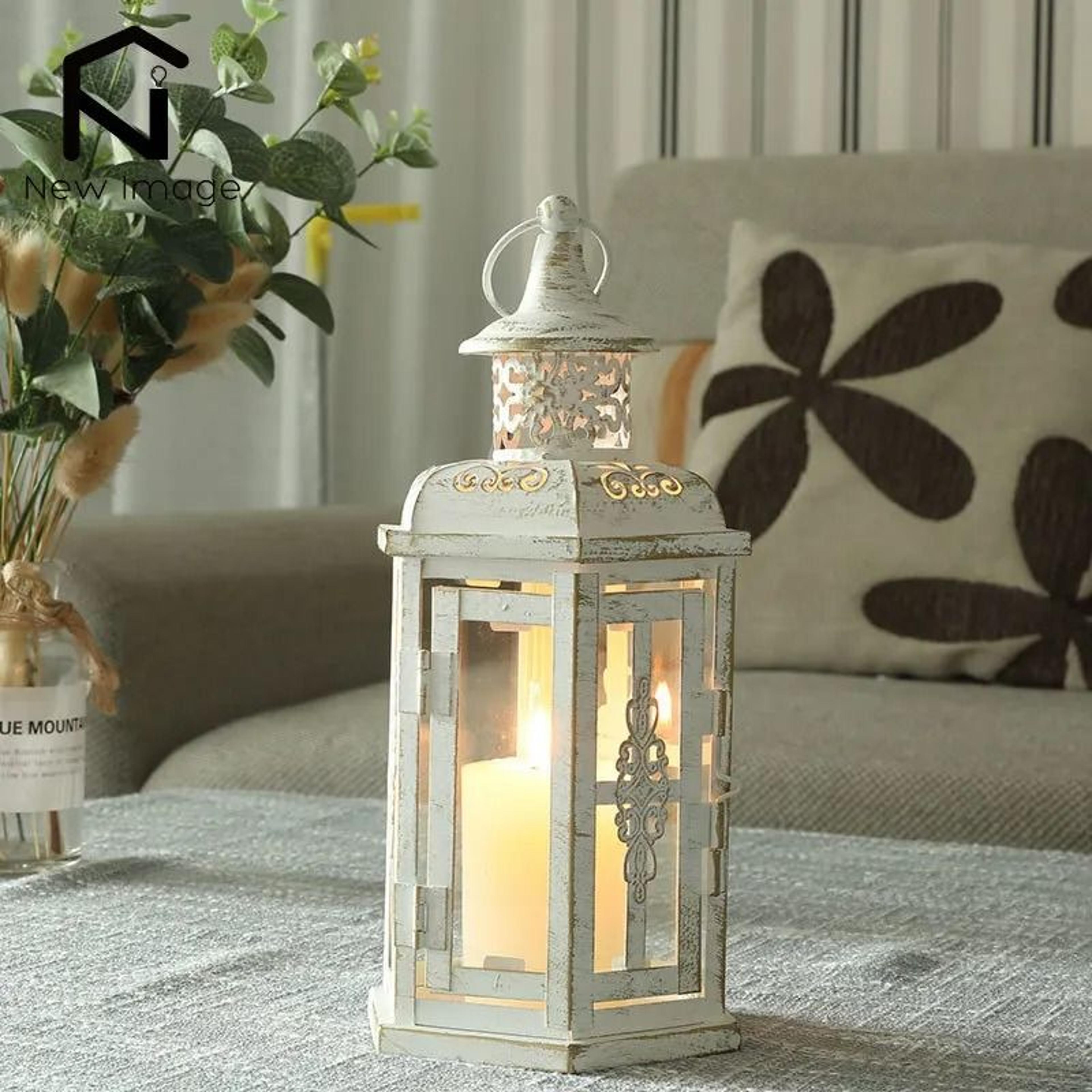 vintage metal candle lantern | decorative hanging candleholder for home & weddings