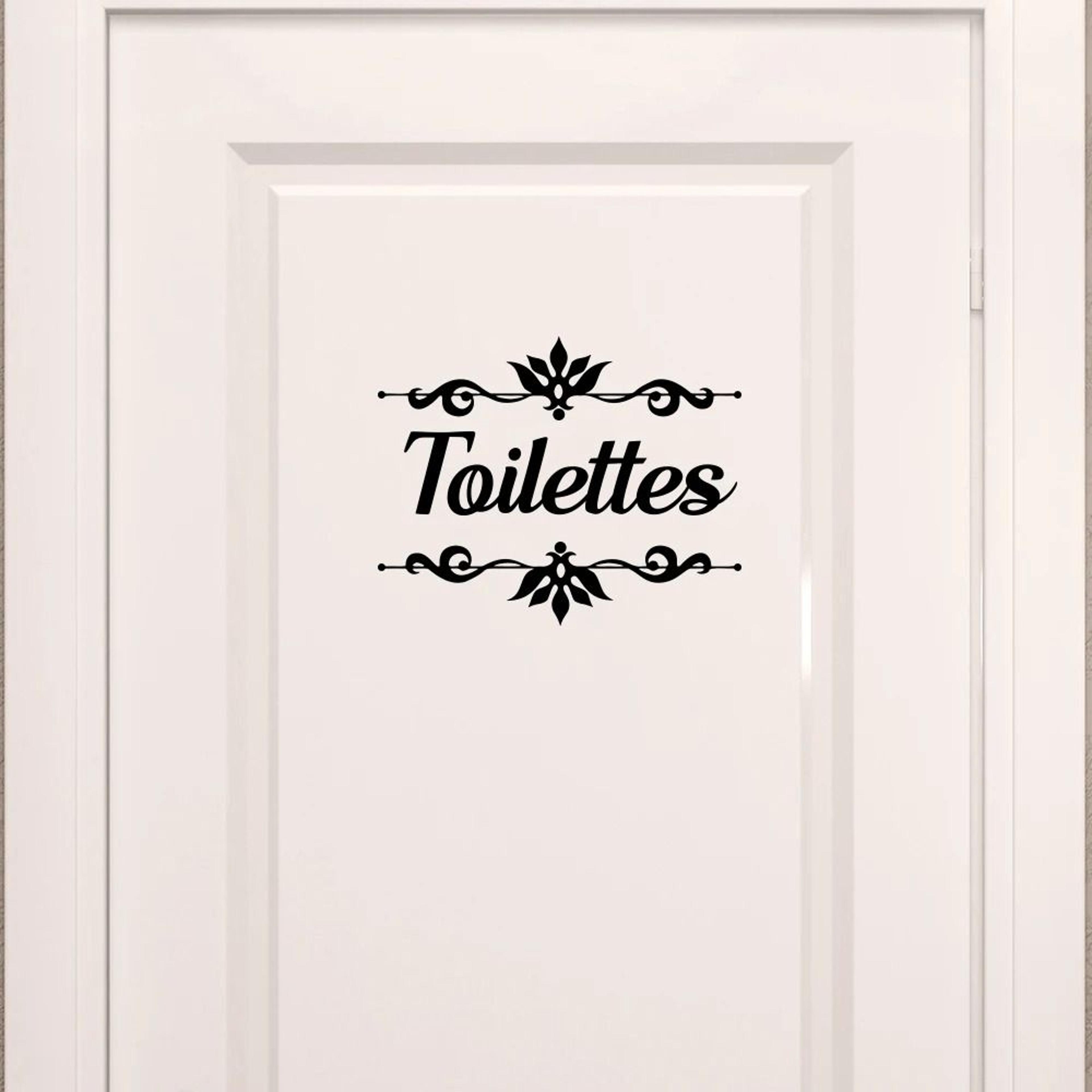 french "toilettes" flower decal | shabby chic vinyl bathroom door sticker