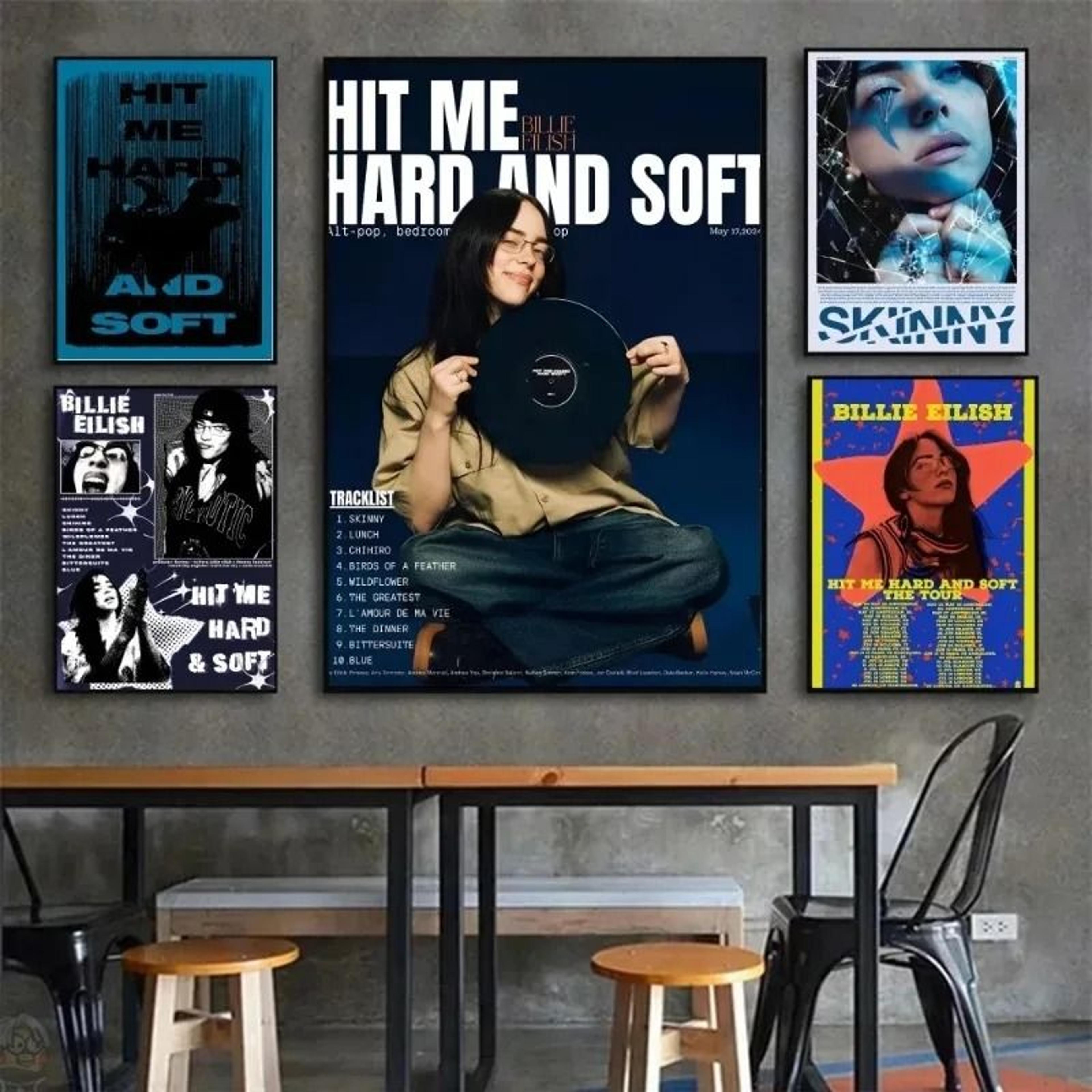 billie "hit me hard and soft" vintage poster | retro kraft paper wall art for room decor