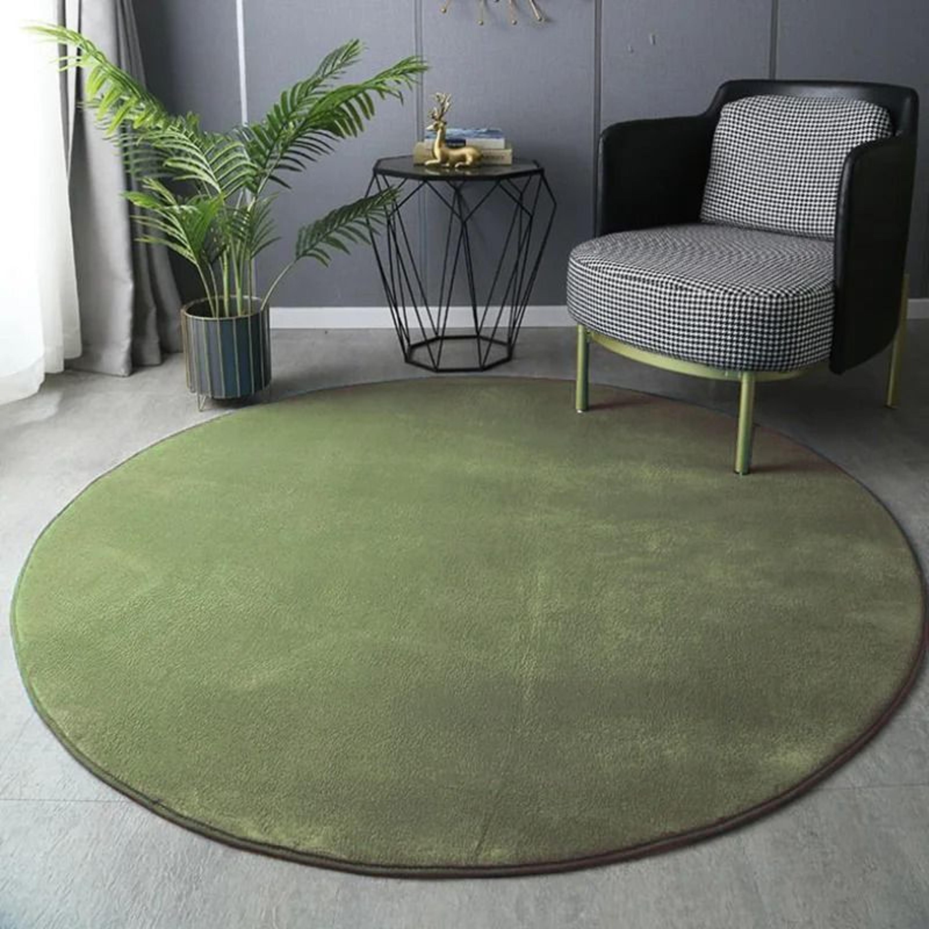 modern coral velvet round carpet | ultra-soft short plush living room rug