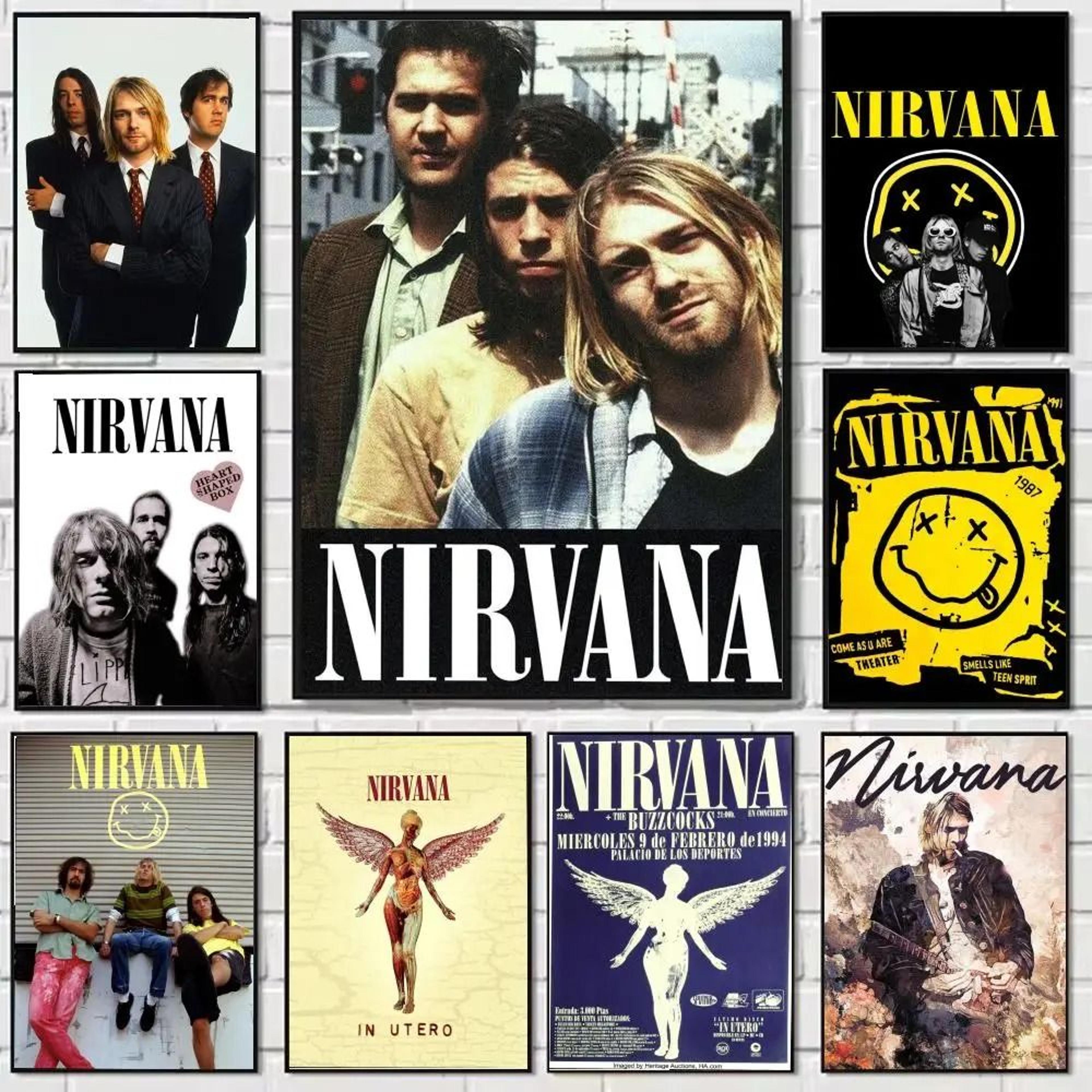 nirvana iconic rock band canvas poster | grunge music wall art decor