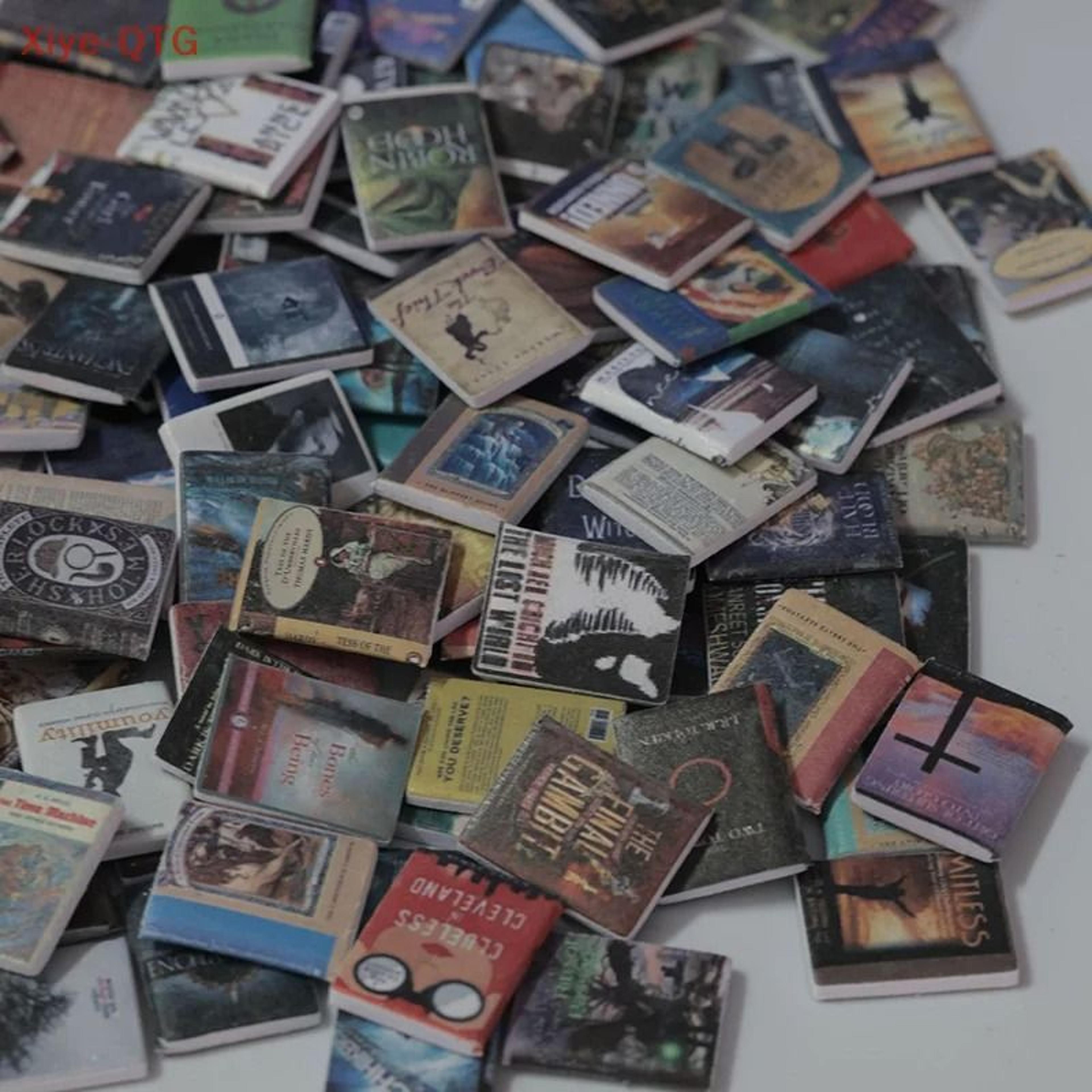 200-piece mini books set | dollhouse miniature library accessories