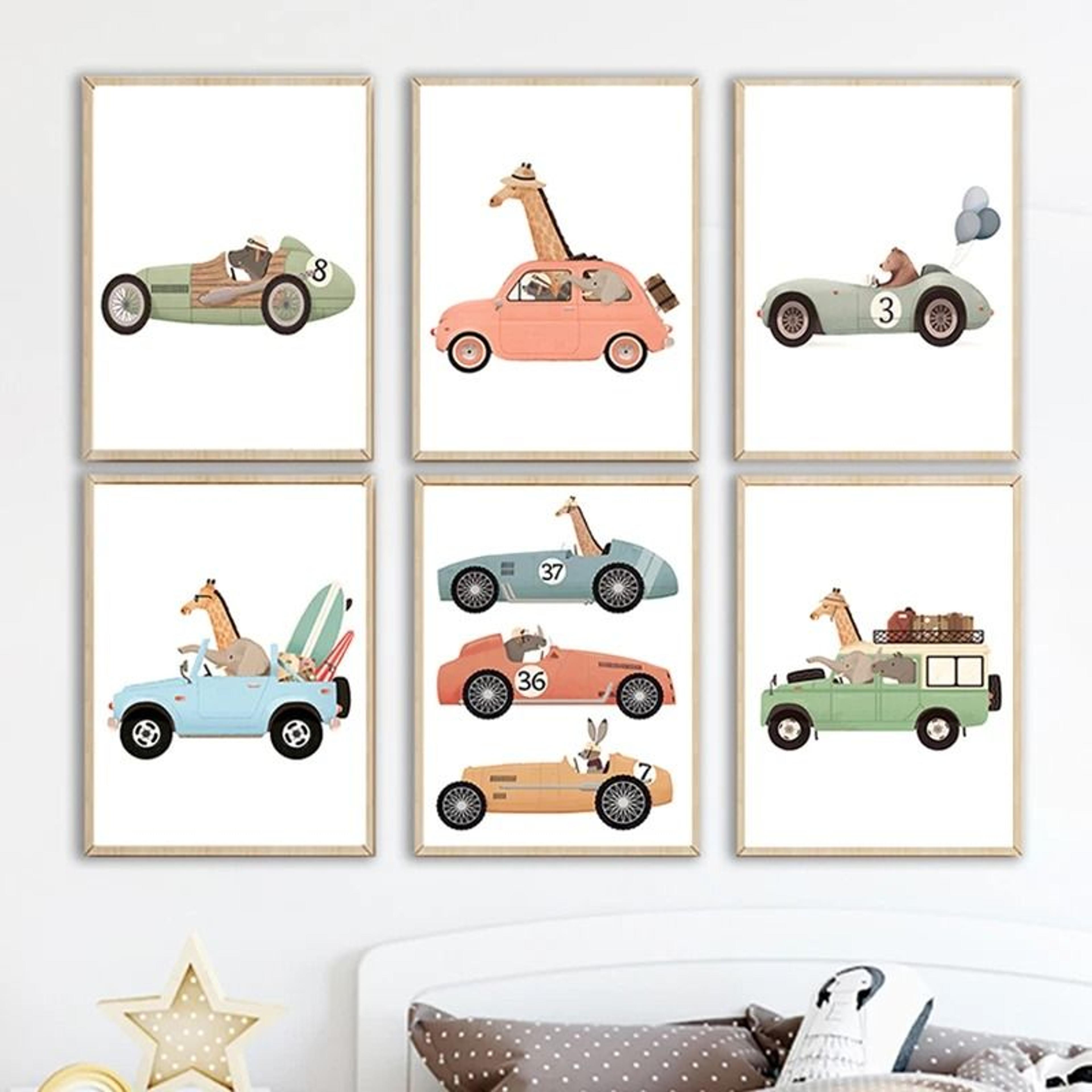 funny safari animal canvas art | nordic nursery wall decor & kids room print