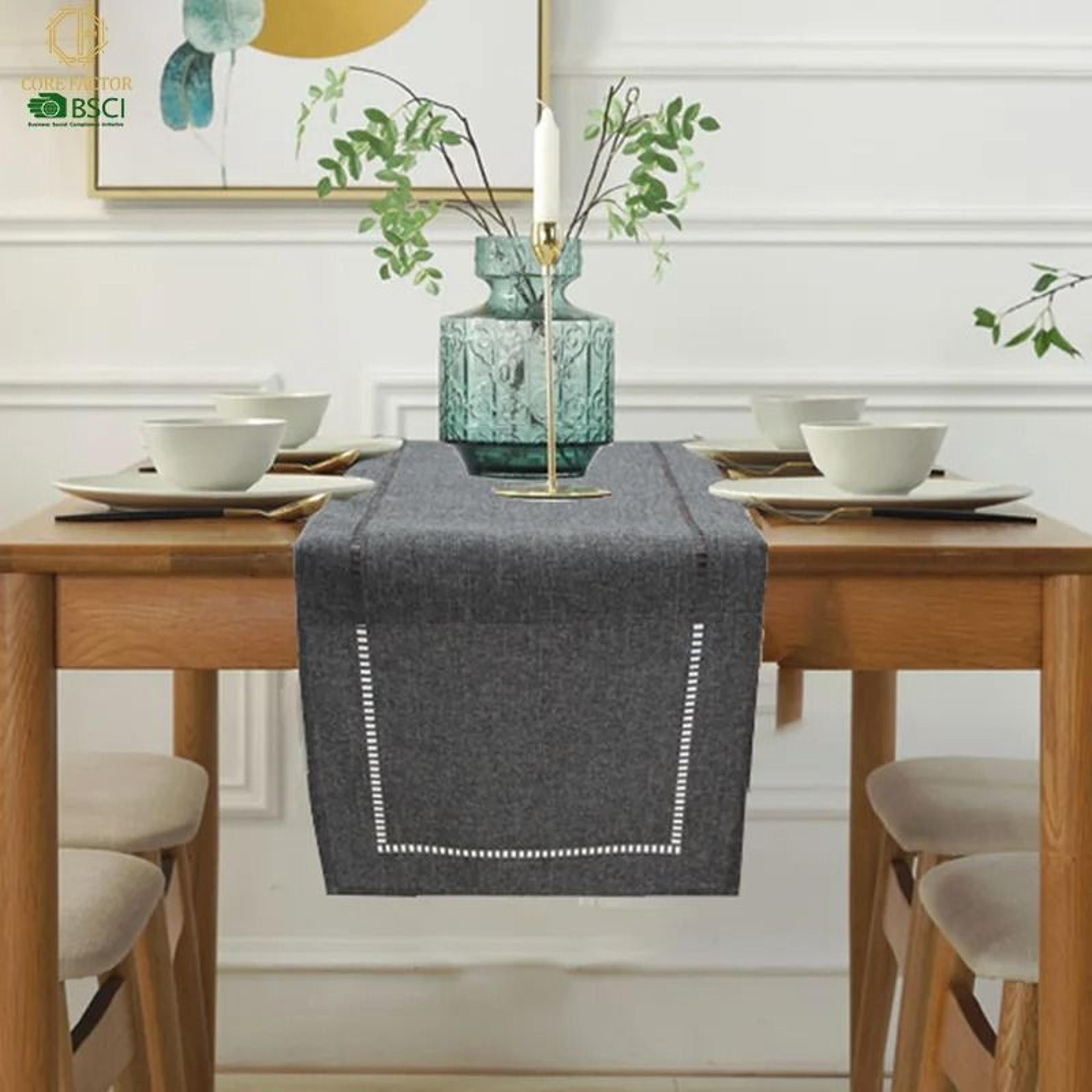 basic linen style table runner | premium heavy-weight dining tablecloth