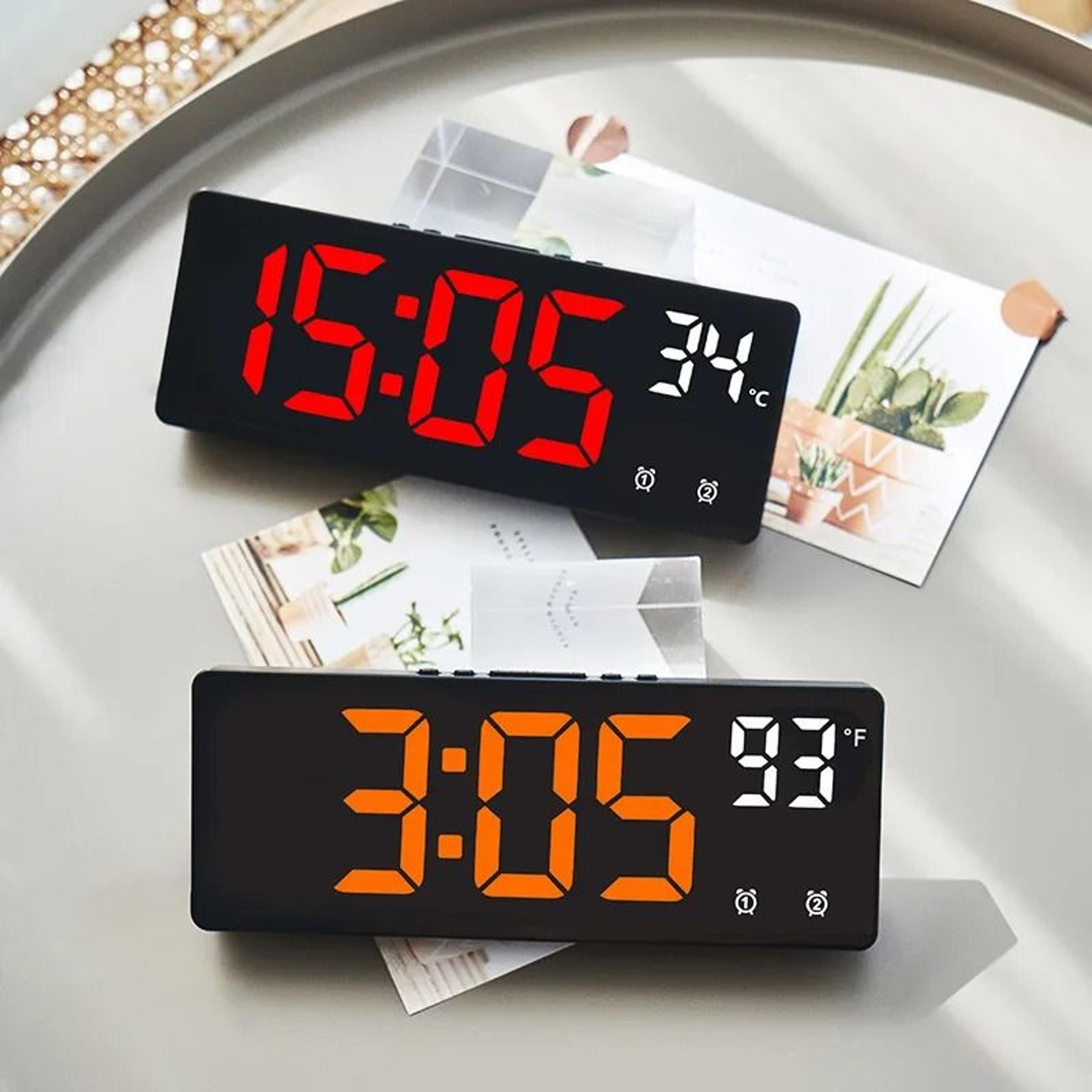 intelligent led digital alarm clock | voice control & temperature display desktop table clock