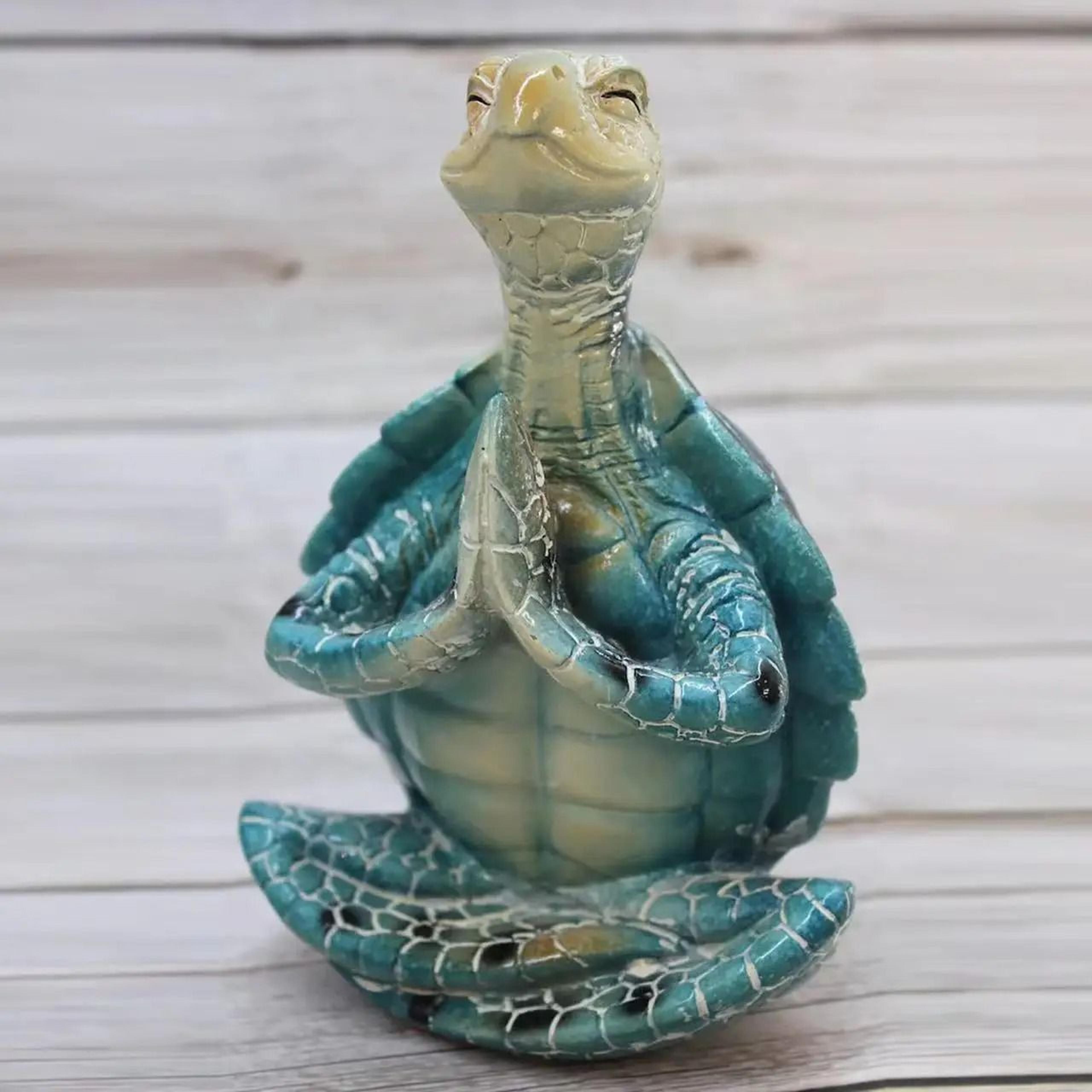 artisanal meditation turtle statue | zen resin sculpture for indoor & outdoor garden sanctuary