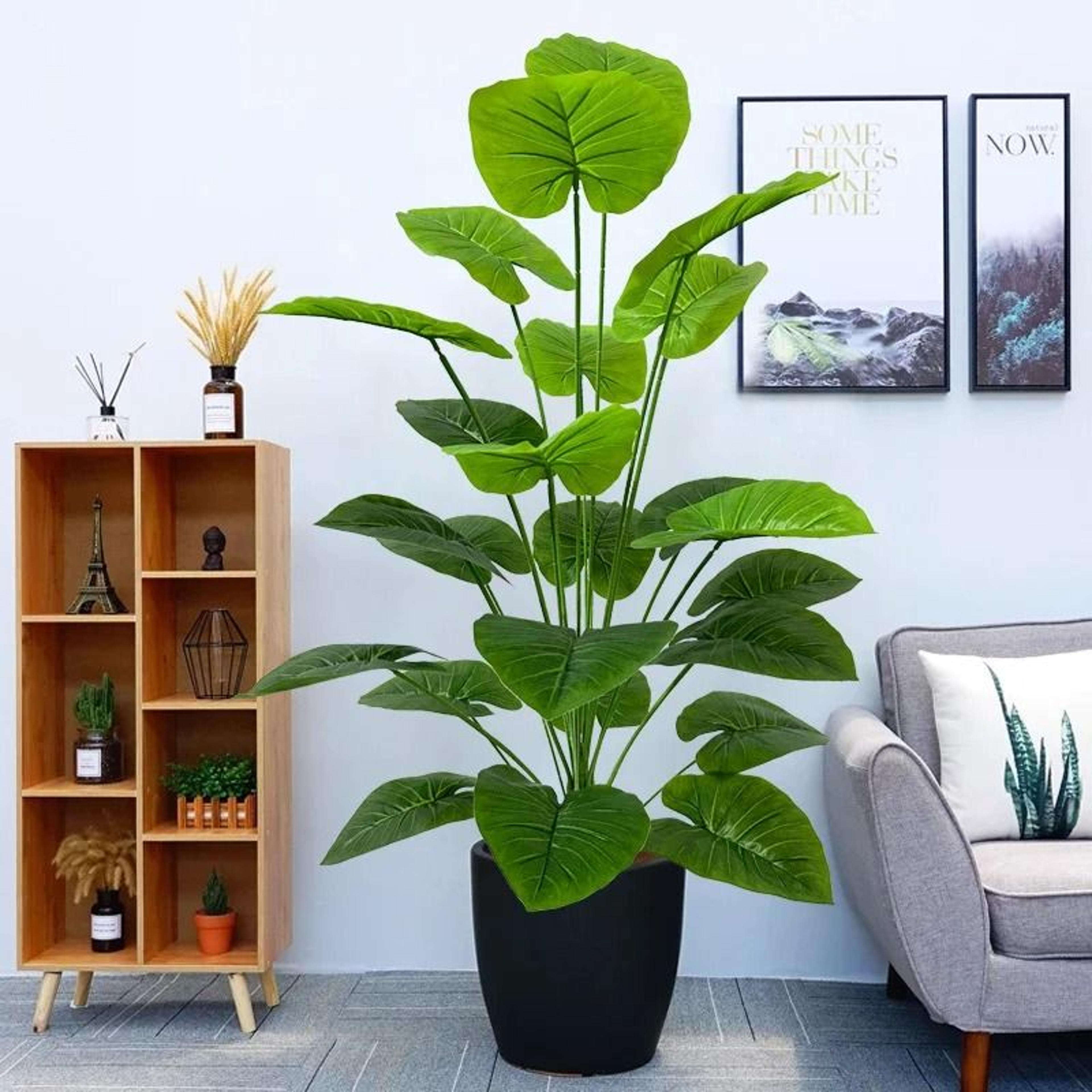 43.3 inches giant artificial potted tree | realistic full lush greenery for indoor & outdoor all-season home decor