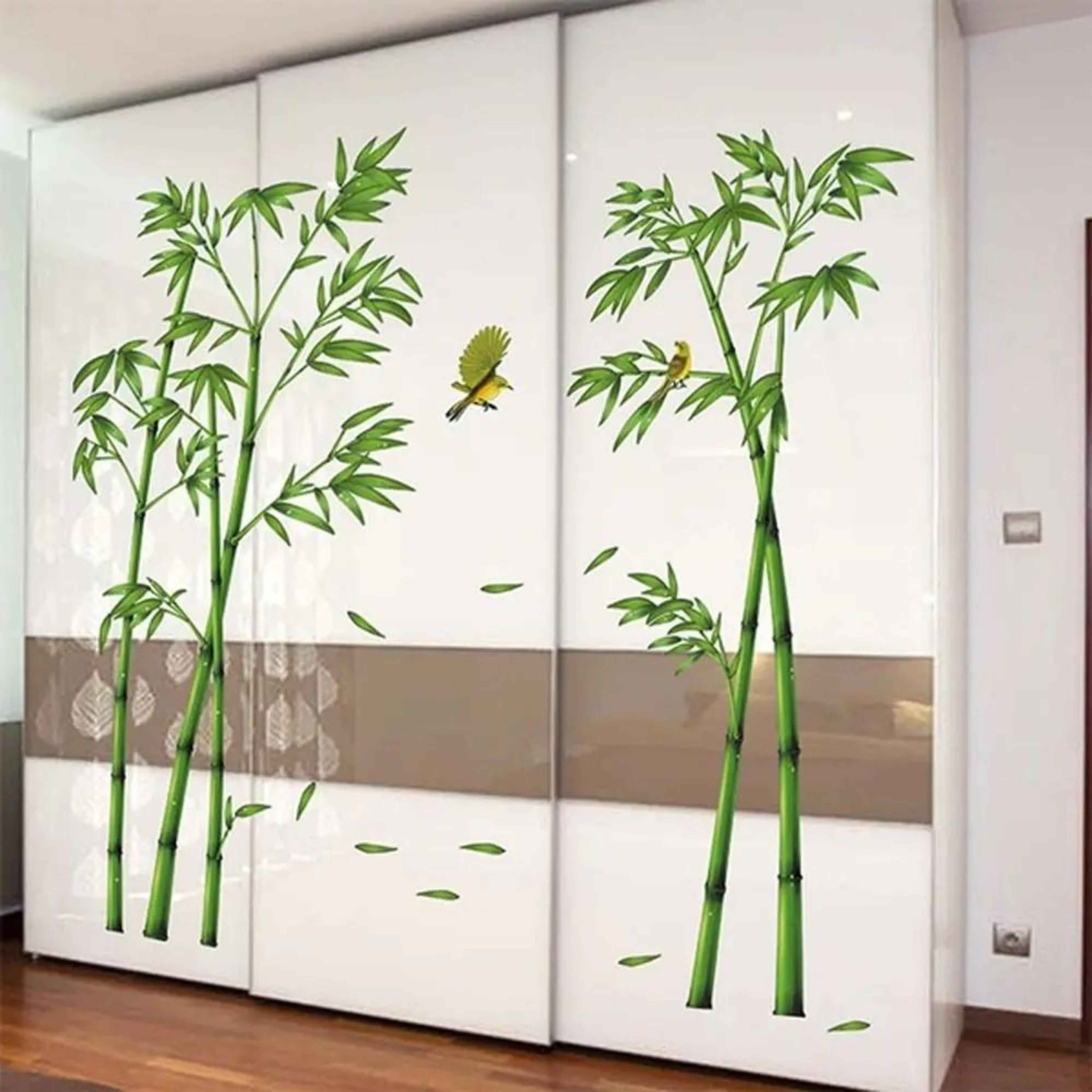 chinese style green bamboo wall decal | large 295cm forest depths sticker | creative zen home decor for living room