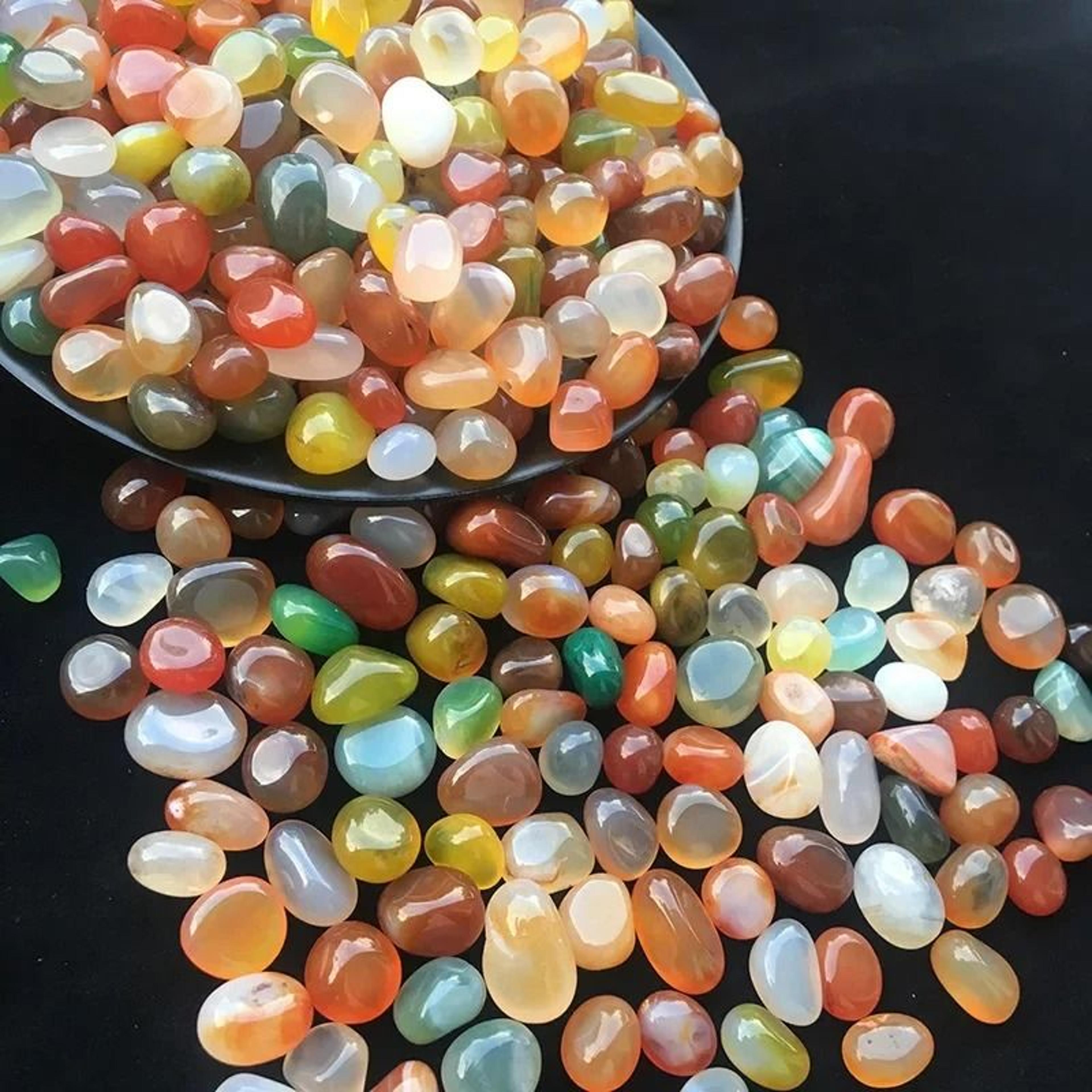 100g natural agate pebbles | colorful decorative gemstones | polished mineral fillers for aquariums, vases & succulents