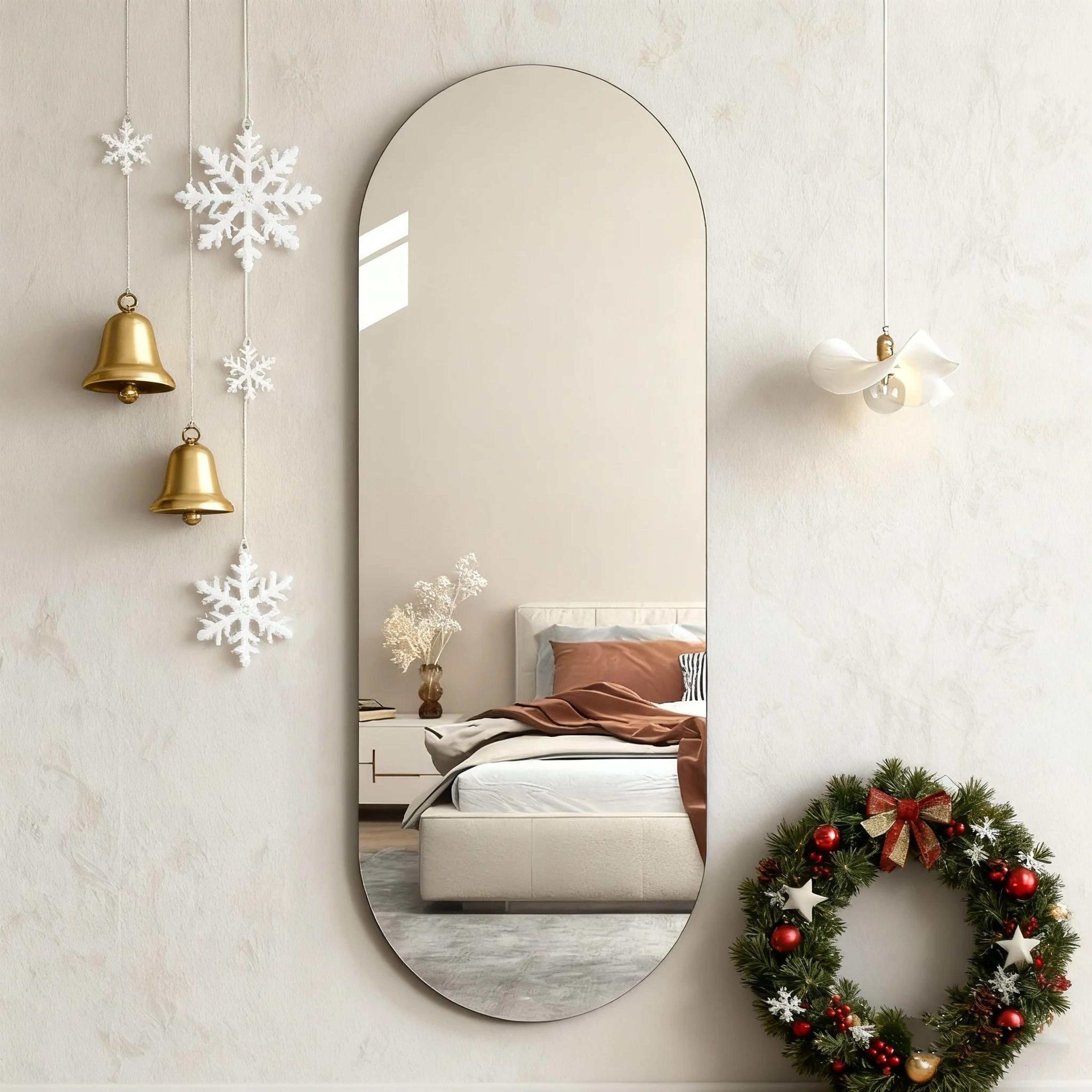 acrylic arched integrated mirror | high-definition self-adhesive reflective panel | modern arched full-body wall mirror