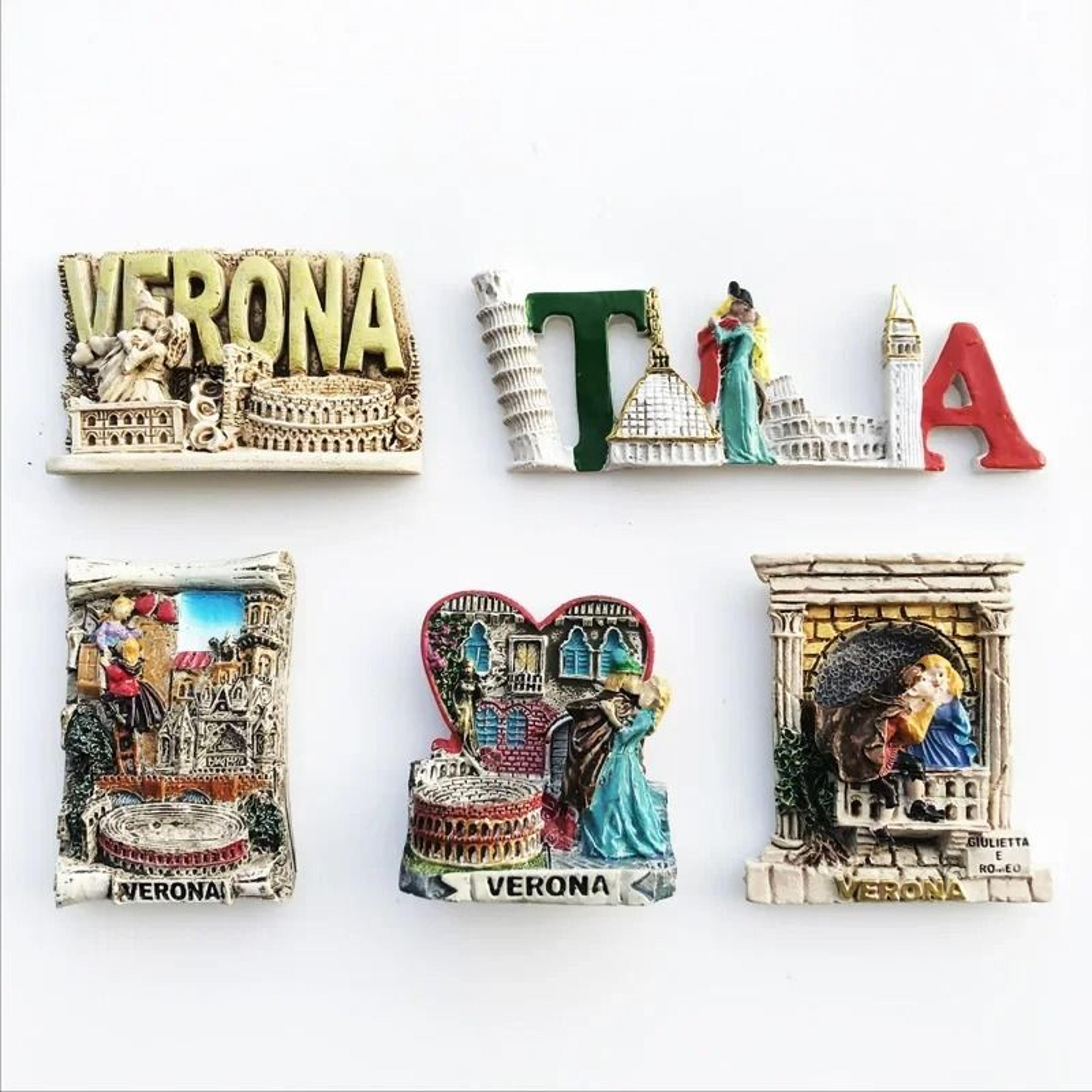 verona italy ancient city magnet | 3d relief tourism souvenir | mediterranean sanctuary architecture fridge decor